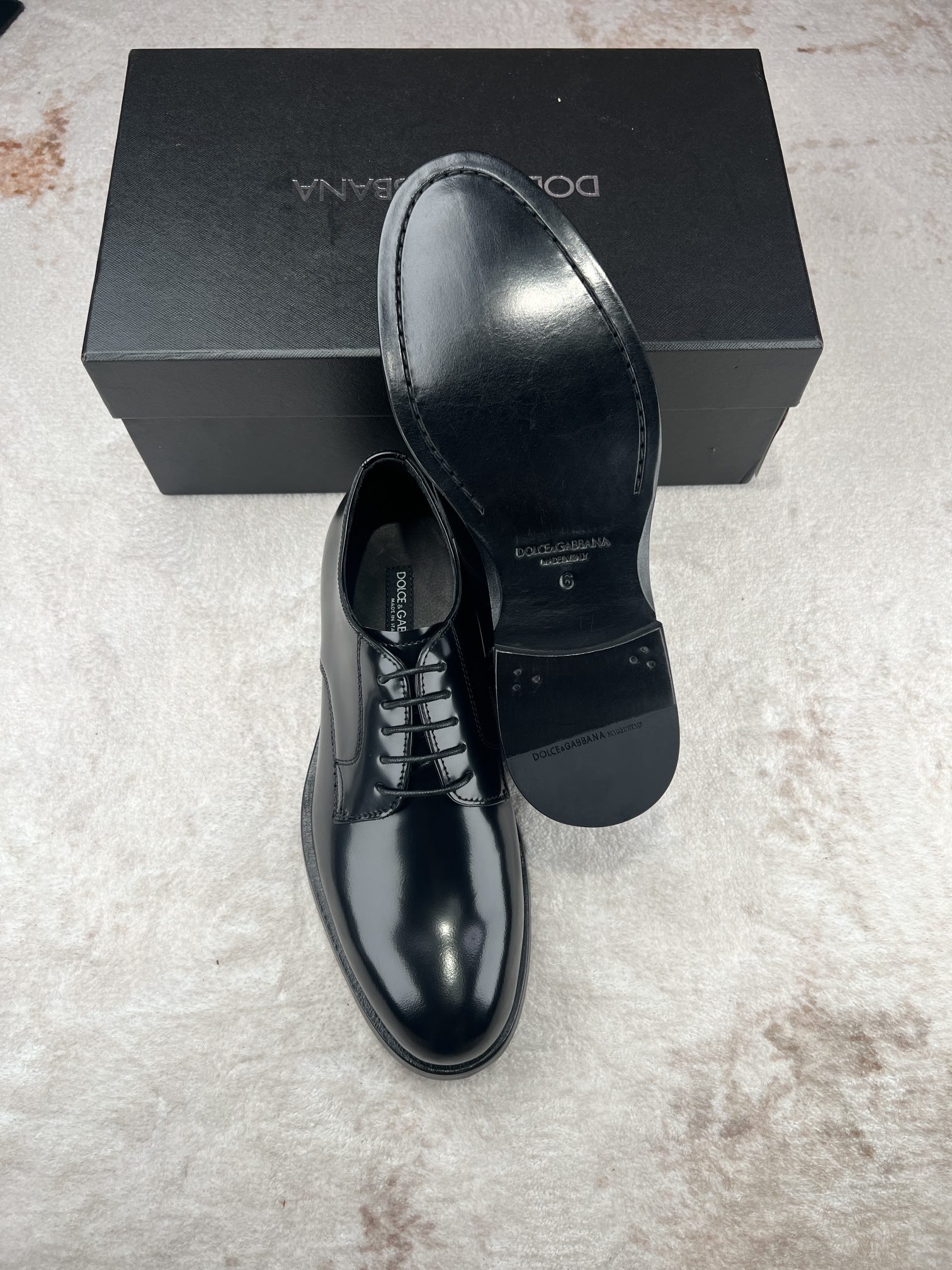 D&G Dolce & Gabbana cuero brillante de negocios zapatos casuales de los hombres Lefebvre zapatos, el