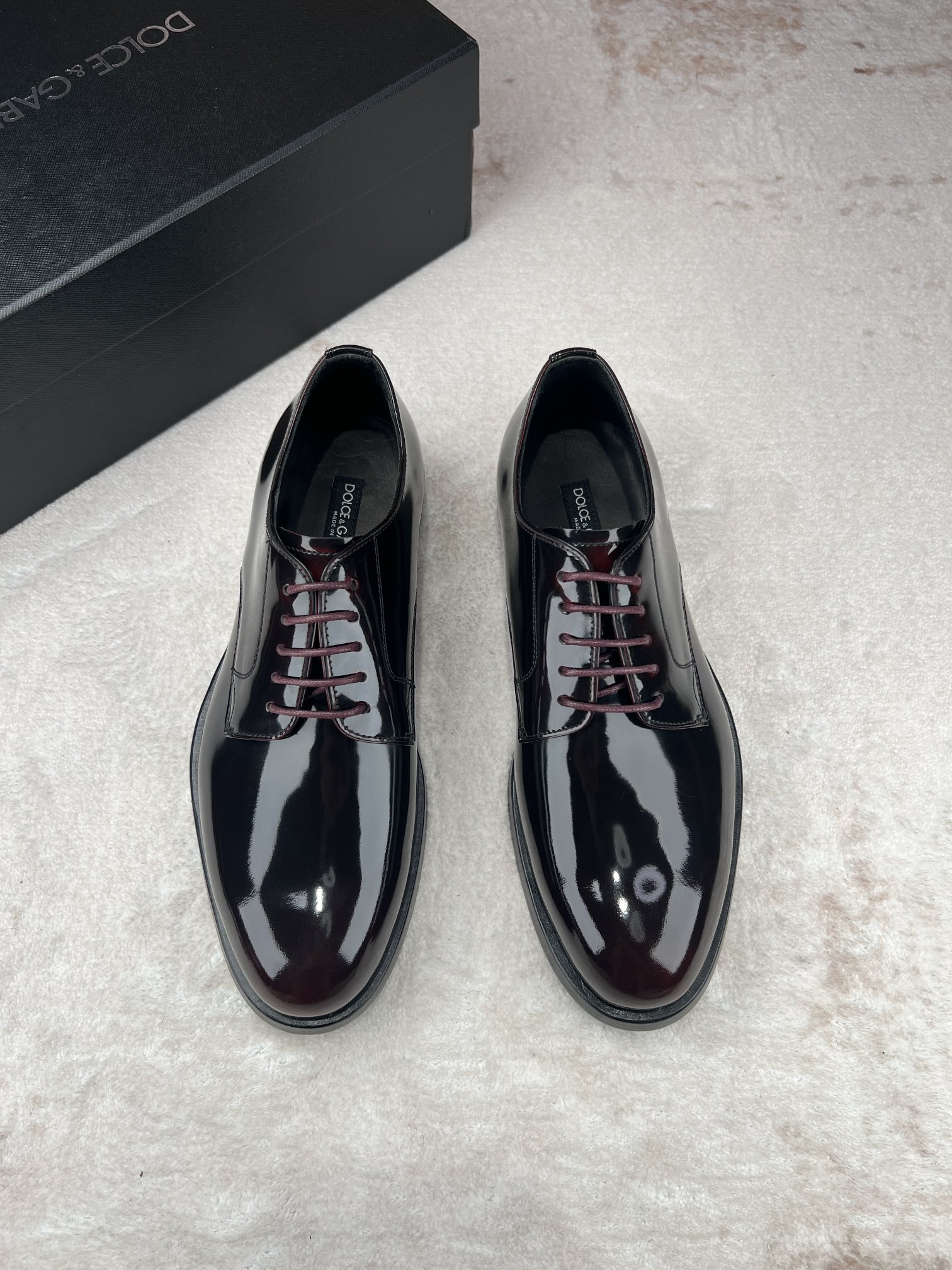 D&G Dolce & Gabbana cuero brillante de negocios zapatos casuales de los hombres Lefebvre zapatos, el