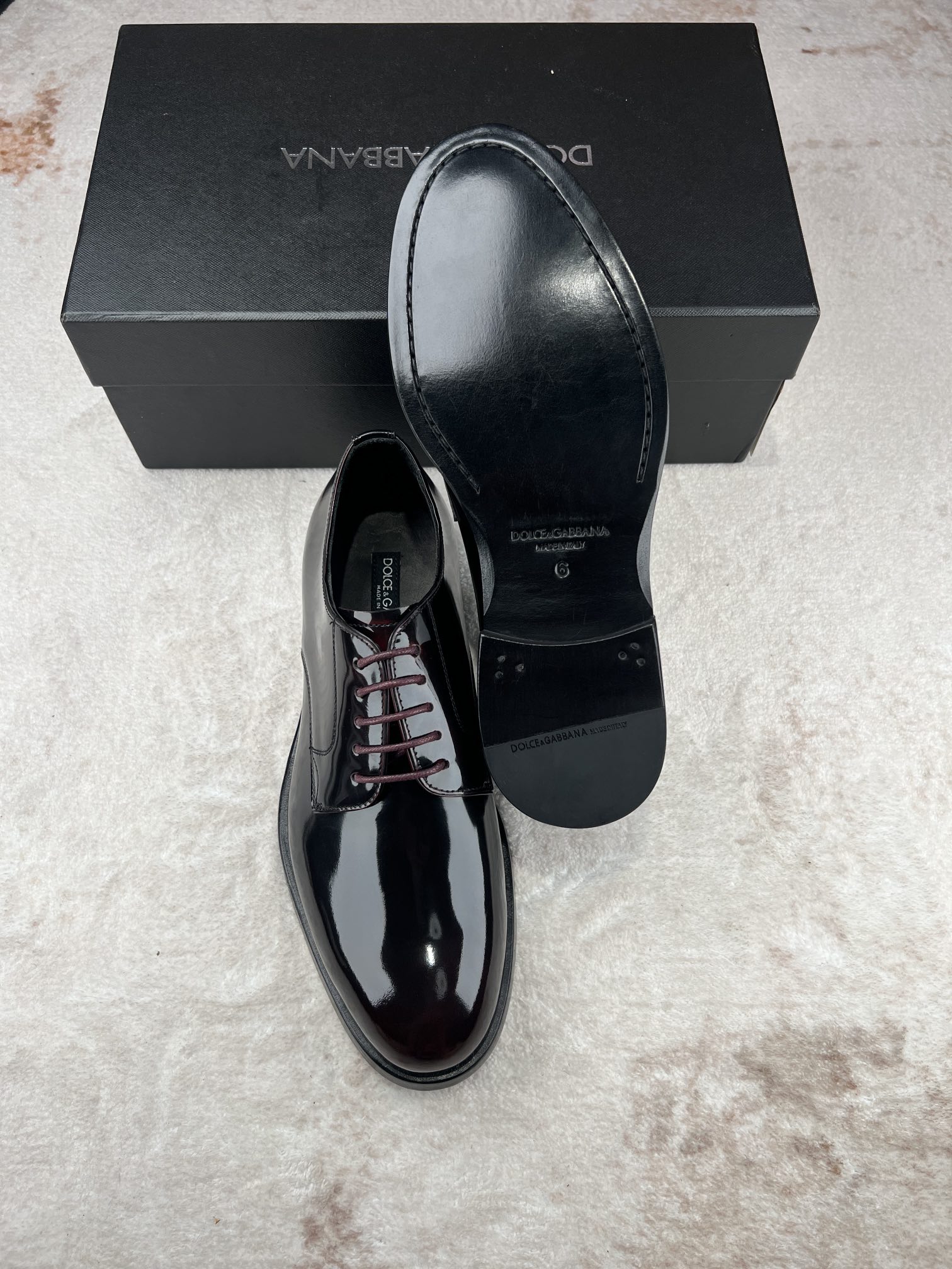 D&G Dolce & Gabbana cuero brillante de negocios zapatos casuales de los hombres Lefebvre zapatos, el