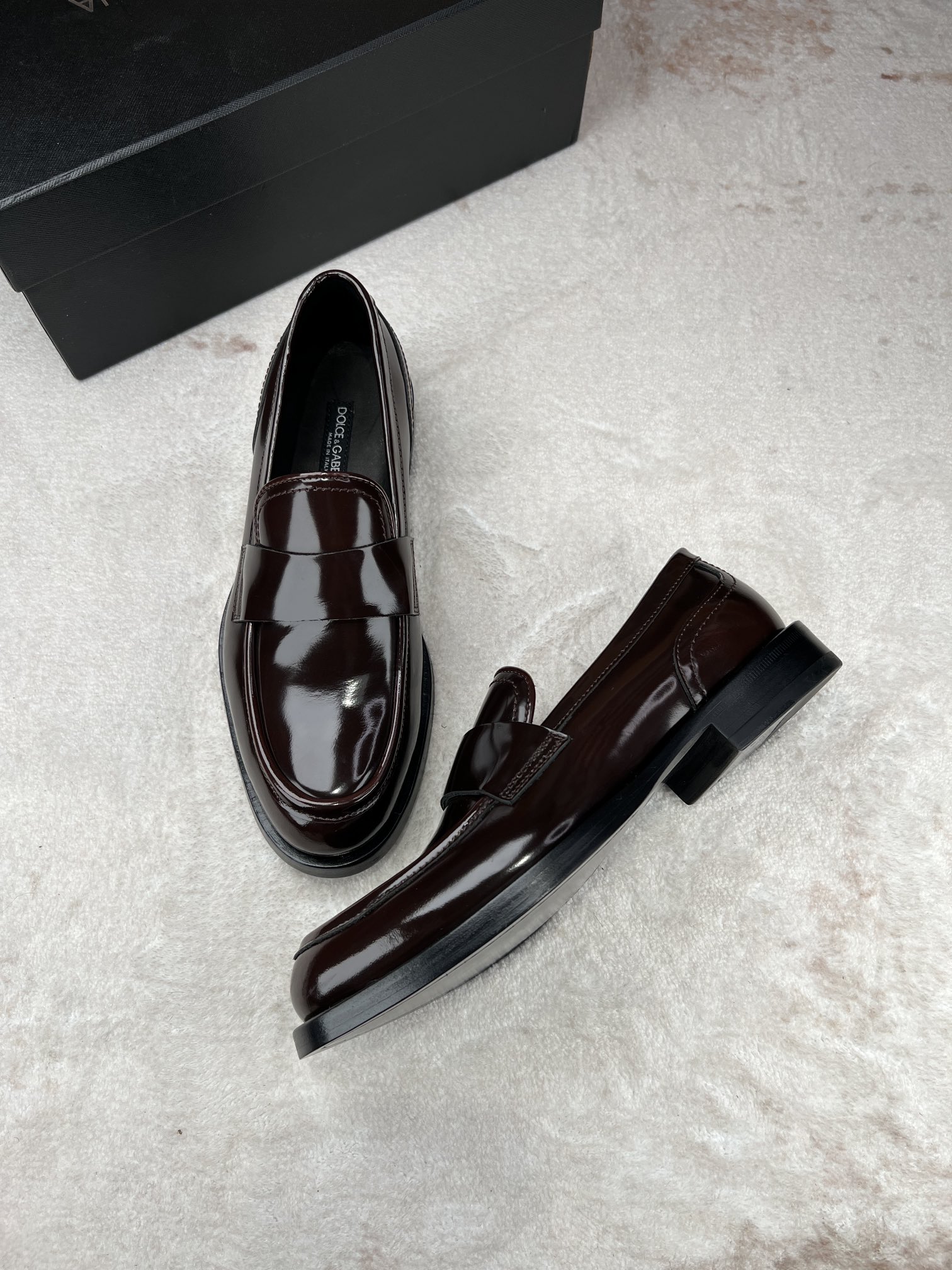 D&G Dolce & Gabbana cuero brillante de negocios zapatos casuales de los hombres Lefebvre zapatos, el