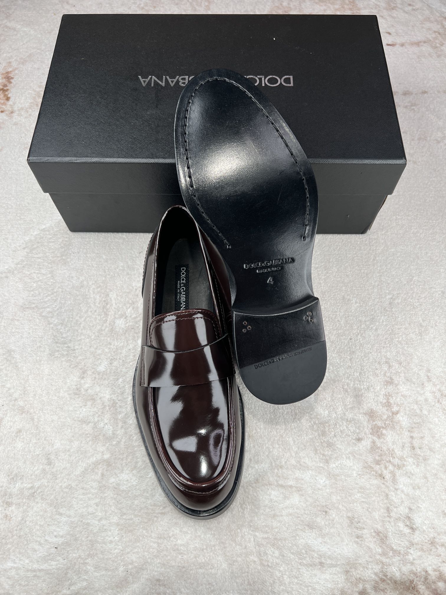 D&G Dolce & Gabbana cuero brillante de negocios zapatos casuales de los hombres Lefebvre zapatos, el