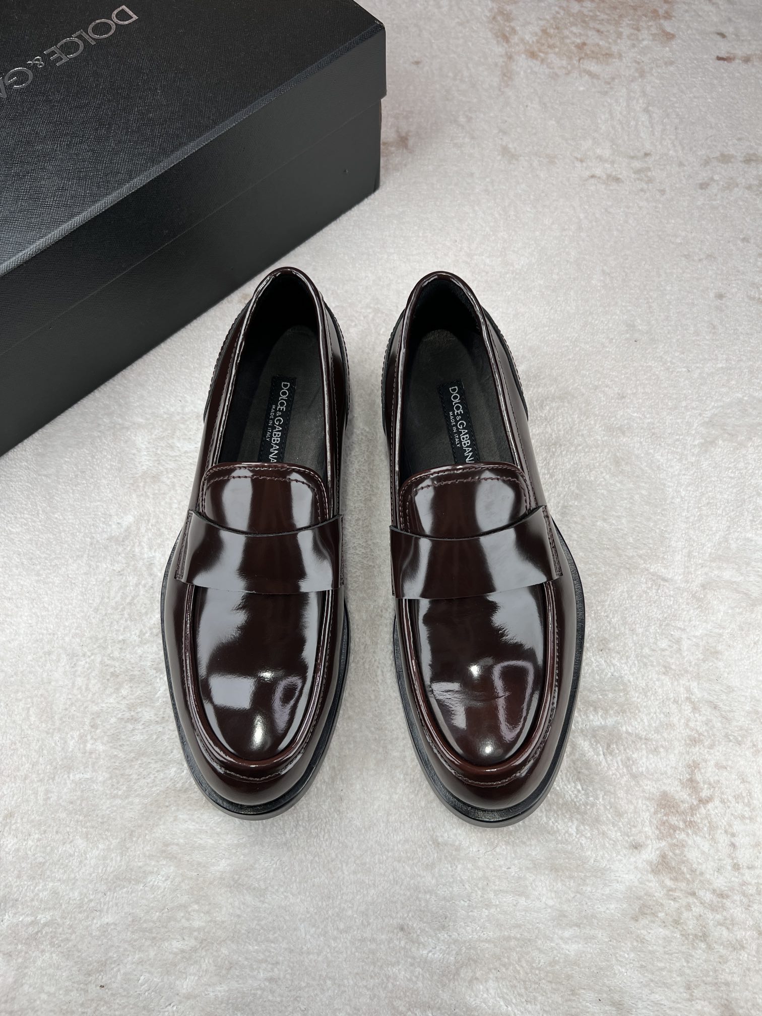D&G Dolce & Gabbana cuero brillante de negocios zapatos casuales de los hombres Lefebvre zapatos, el