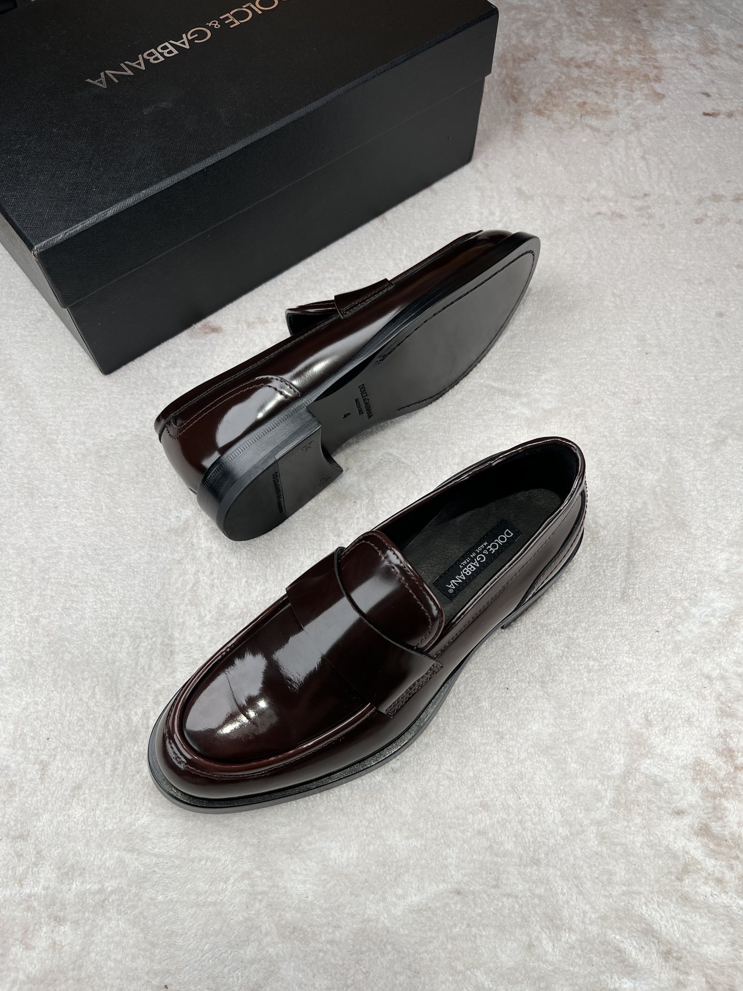 D&G Dolce & Gabbana cuero brillante de negocios zapatos casuales de los hombres Lefebvre zapatos, el