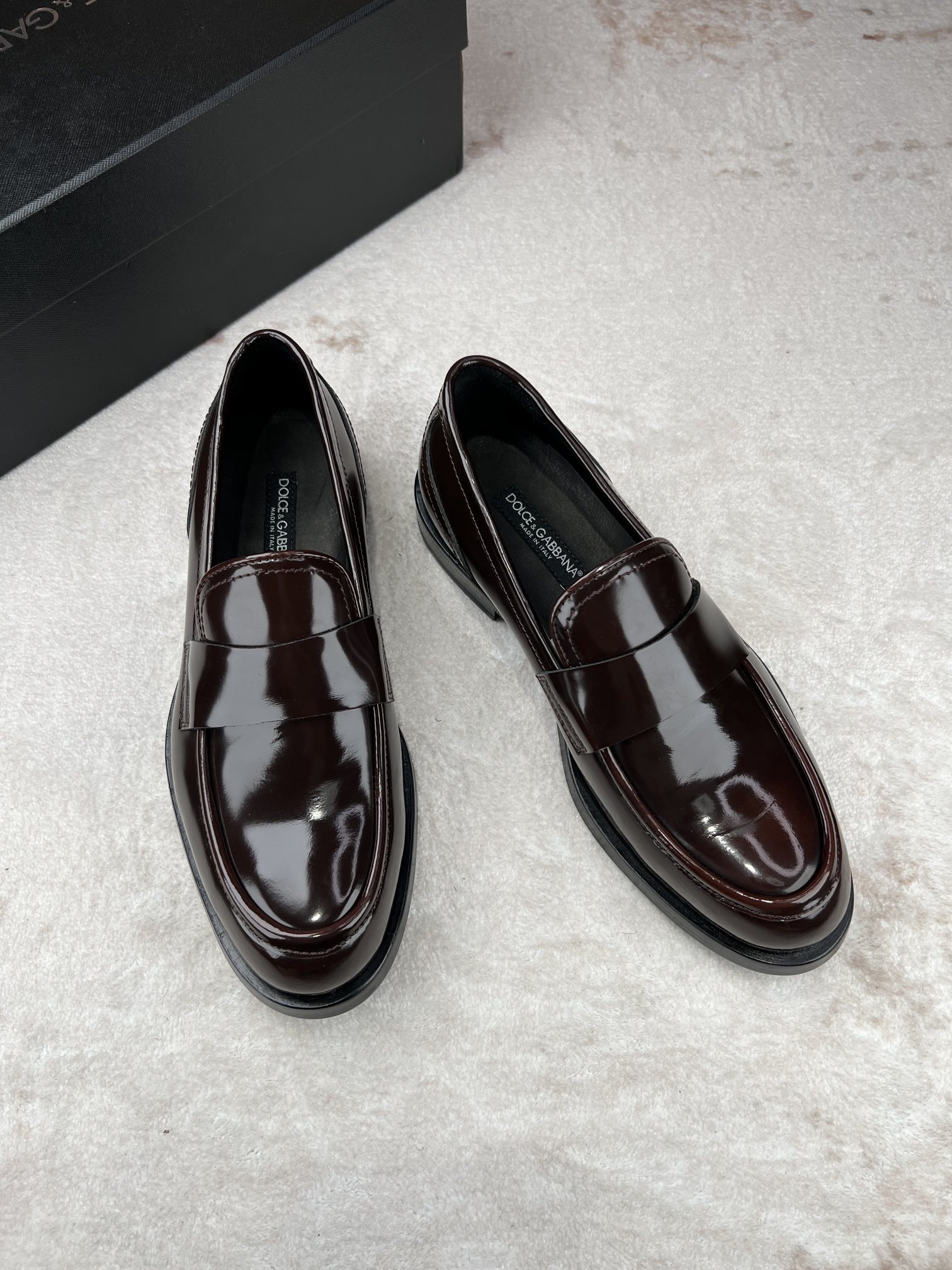 D&G Dolce & Gabbana cuero brillante de negocios zapatos casuales de los hombres Lefebvre zapatos, el