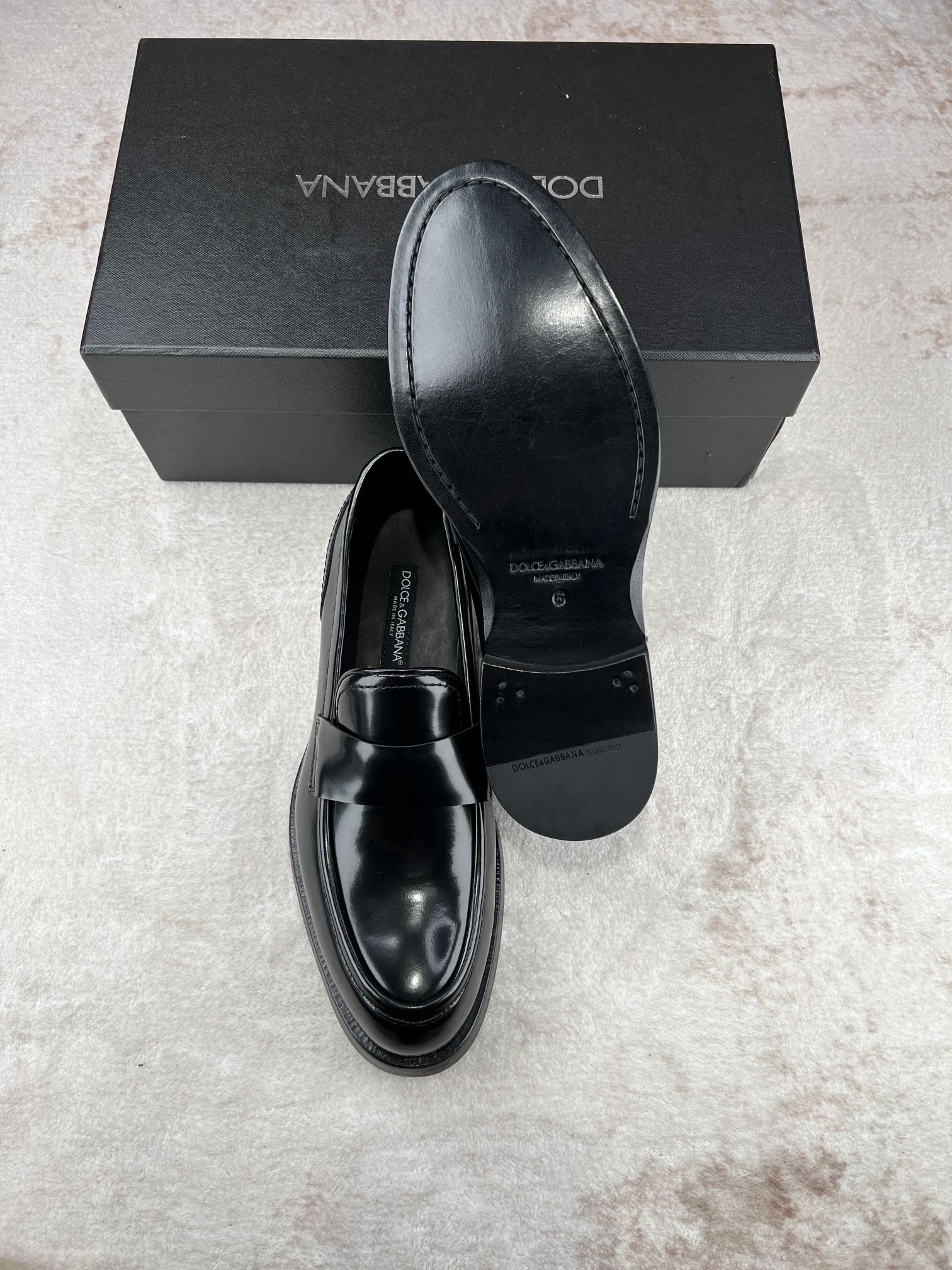 D&G Dolce & Gabbana cuero brillante de negocios zapatos casuales de los hombres Lefebvre zapatos, el