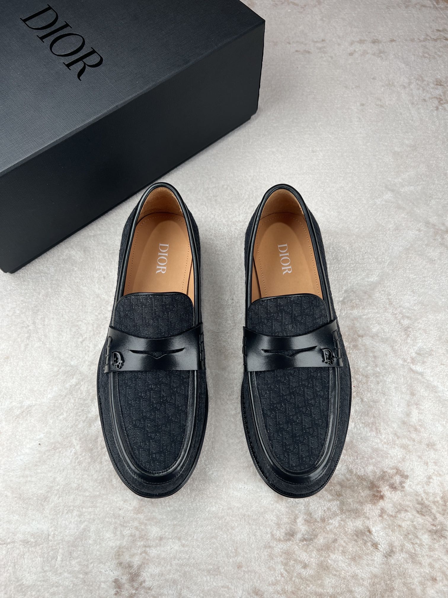 Dior Loafers Single Layer Shoes Sell Online Luxury Designer
 Black Printing Men Genuine Leather Oblique Low Tops