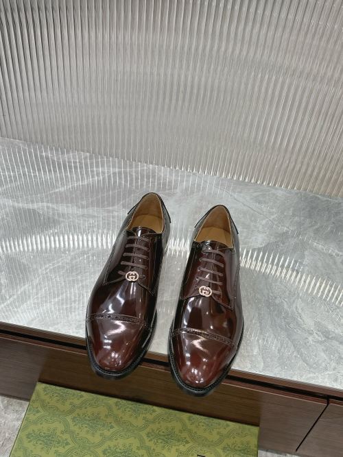 Gucci Men's Polished Leather Oxford Dress Shoes with Interlocking G Detail 1 Gucci Men's Polished Leather Oxford Dress Shoes with Interlocking G Detail