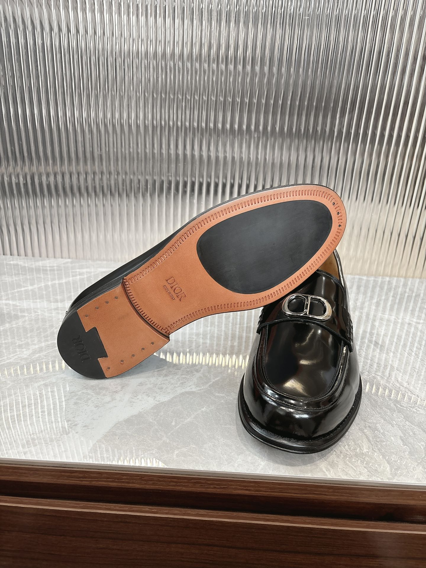 Dior Men's Black Leather Loafers with Silver-Tone 'CD Icon' Signature 10 i1727647240 5125 4