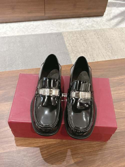 Salvatore Ferragamo Men's Leather Loafers with Silver Hardware - Classic Style 1 Salvatore Ferragamo Men's Leather Loafers with Silver Hardware - Classic Style