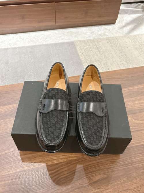 Dior Men's Casual Leather Loafers with Signature Print - Size 39-44 1 Dior Men's Casual Leather Loafers with Signature Print - Size 39-44