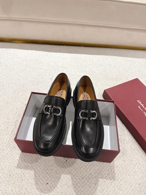 Salvatore Ferragamo Men's Leather Loafers with Iconic Buckle - Black 1 Salvatore Ferragamo Men's Leather Loafers with Iconic Buckle - Black