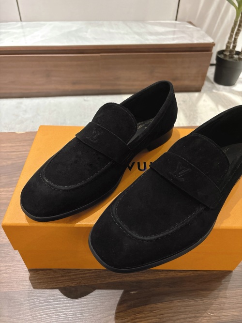 Louis Vuitton Men's Black Suede Leather Loafers, Luxury Dress Shoes, Sizes 39-44