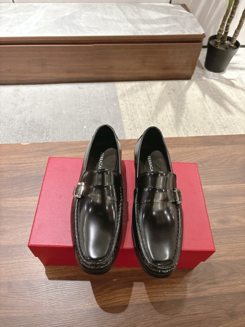 Ferragamo Men's Black Leather Loafers with Buckle Detail - Premium Quality 1 Ferragamo Men's Black Leather Loafers with Buckle Detail - Premium Quality