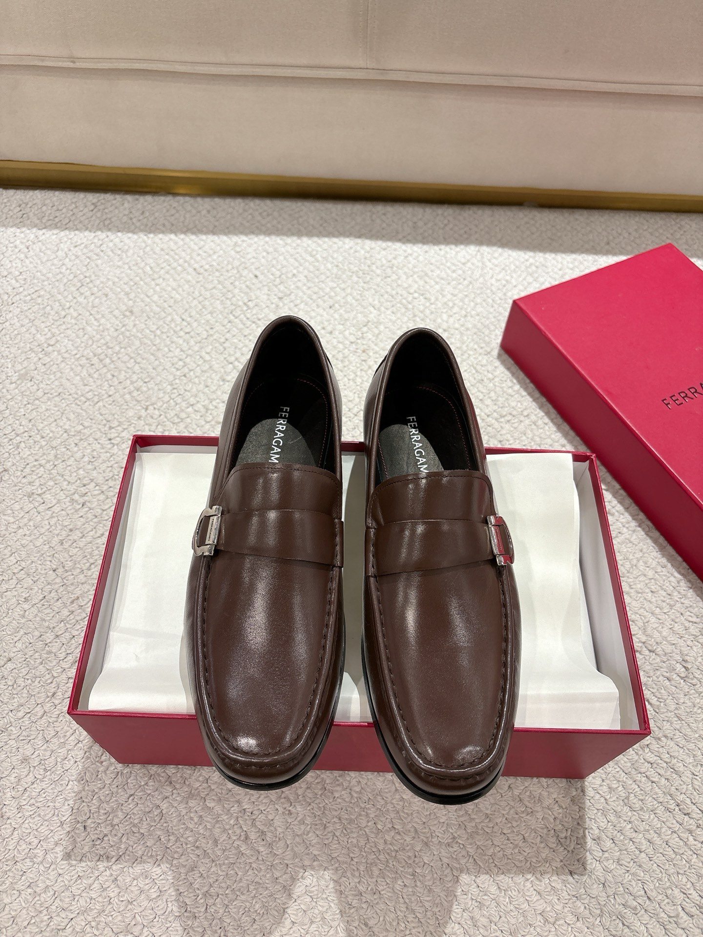 Mocassins Business Décontractés Pour Hommes Ferragamo - Cuir de Vachette Marron