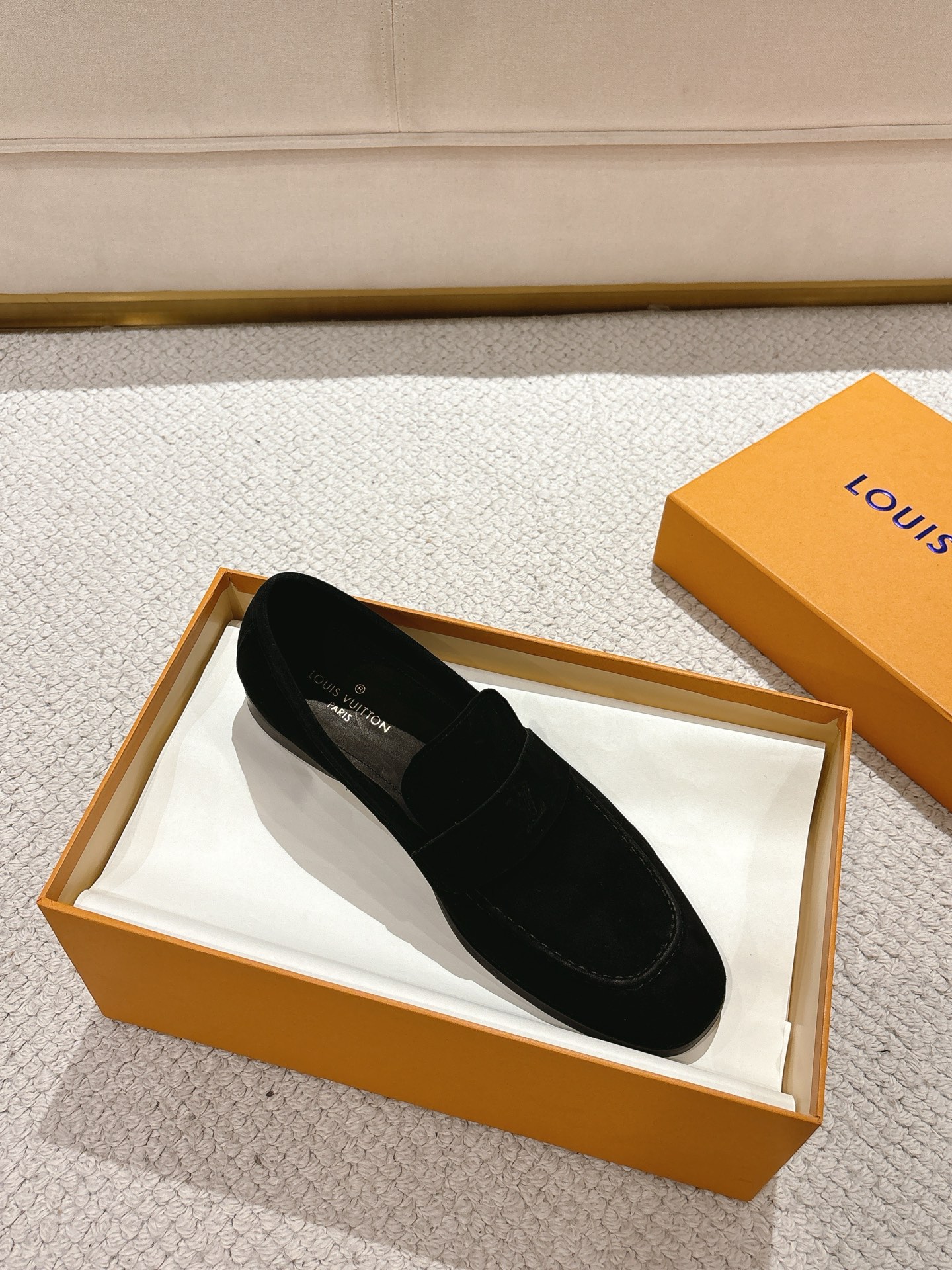 Louis Vuitton Men's Black Leather Loafers with Monogram Accent 8 i1745523181204 5957 0 6