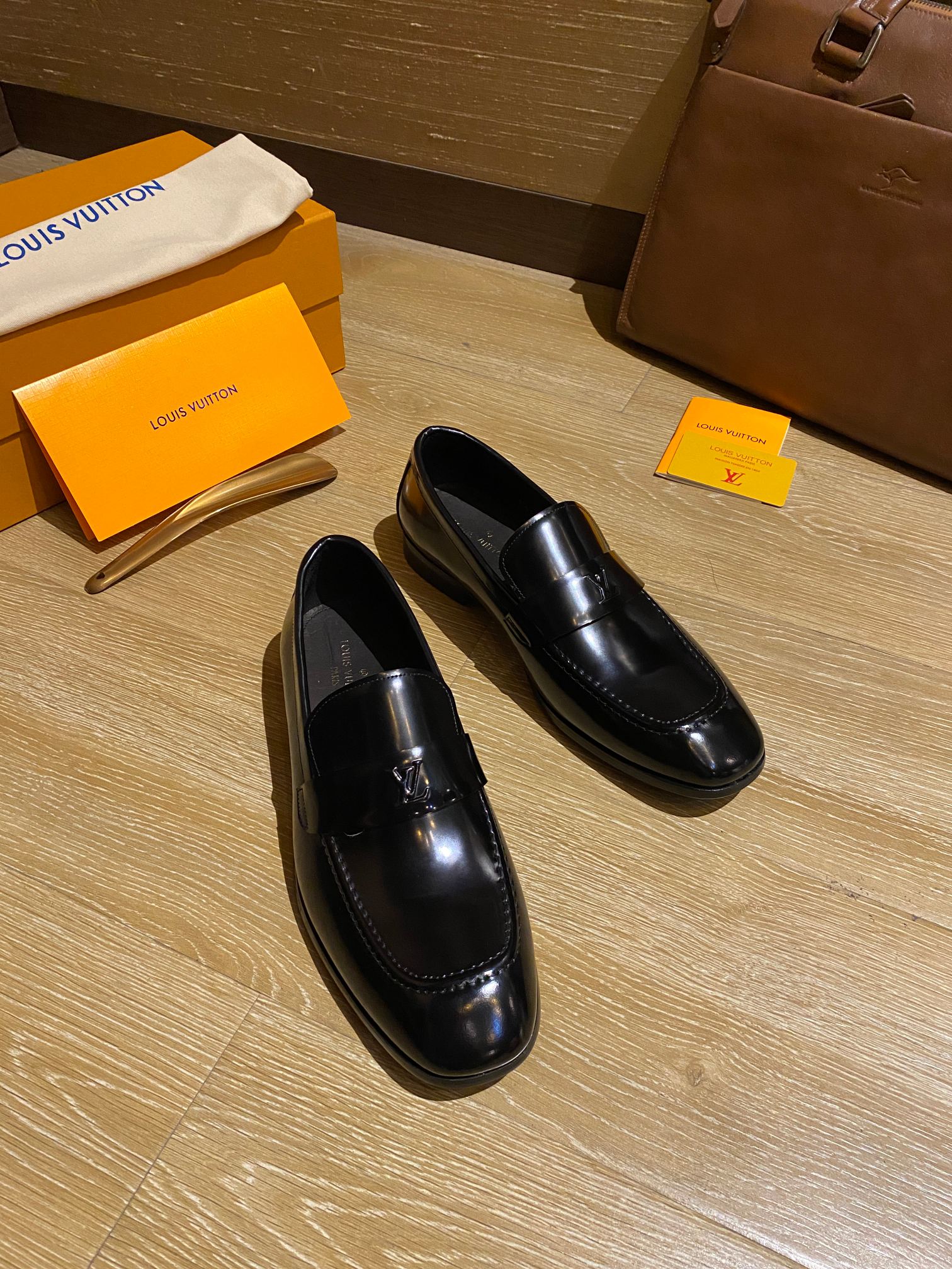 Louis Vuitton Men's Casual Business Leather Loafers Black