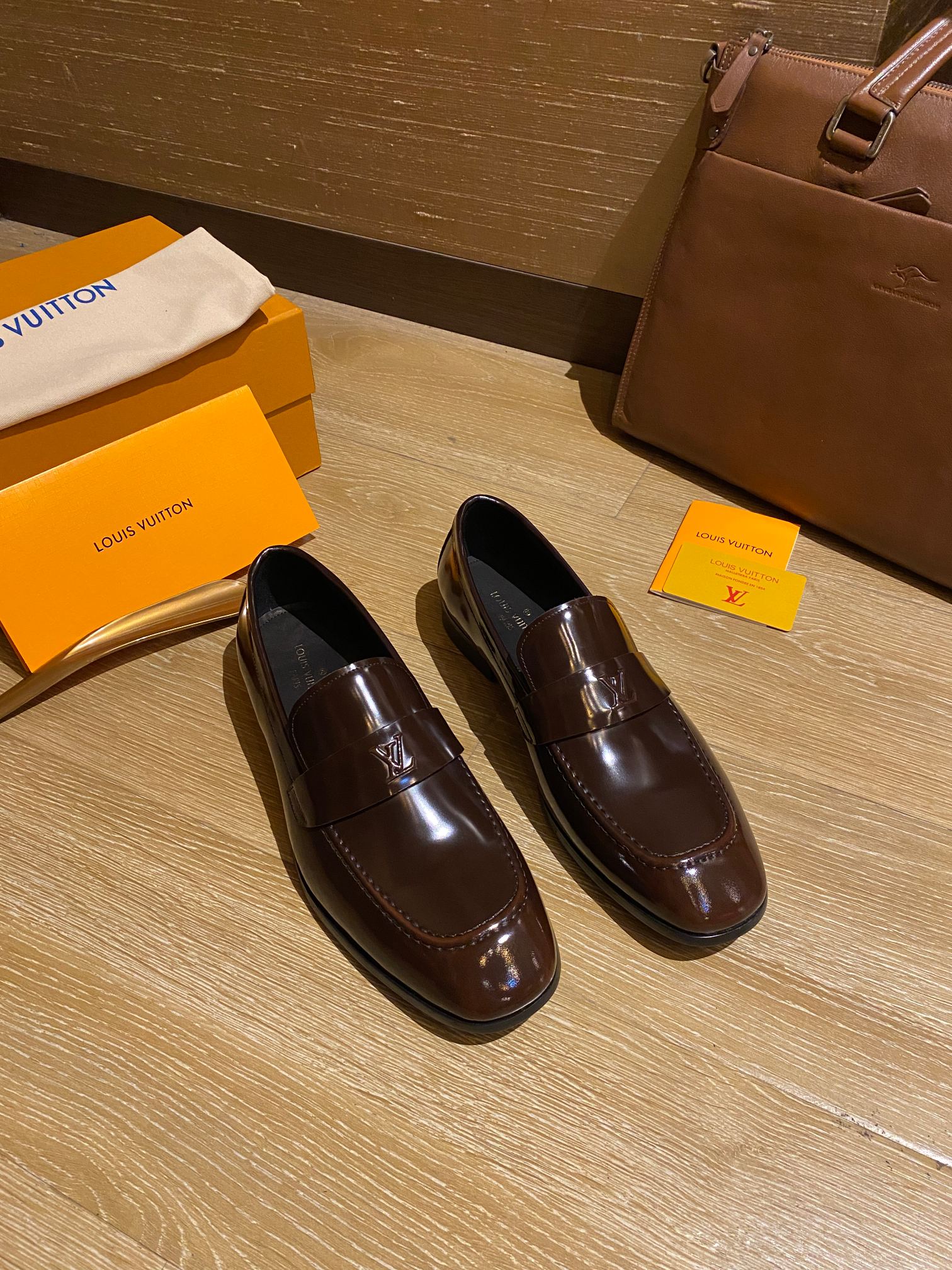 Louis Vuitton Men's Brown Leather Loafers - Casual Business Style