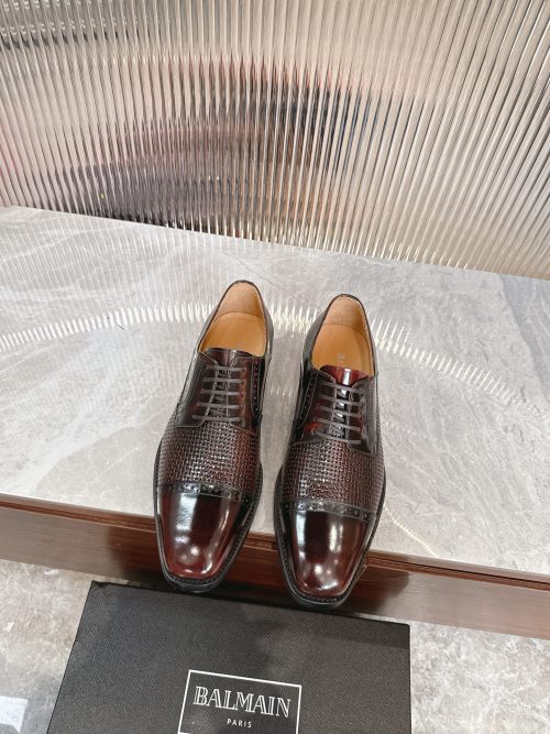 Balmain Men's Classic Leather Derby Dress Shoes, Brown, Sizes 39-44