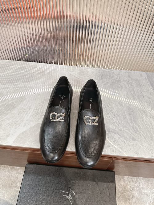 Giuseppe Zanotti Men's Black Leather GZ Loafers Dress Shoes, Sizes 39-44 1 Giuseppe Zanotti Men's Black Leather GZ Loafers Dress Shoes, Sizes 39-44