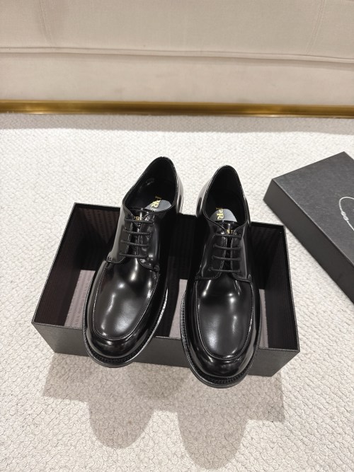 Prada Men's Black Leather Derby Dress Shoes with Lace-up Closure 1 Prada Men's Black Leather Derby Dress Shoes with Lace-up Closure