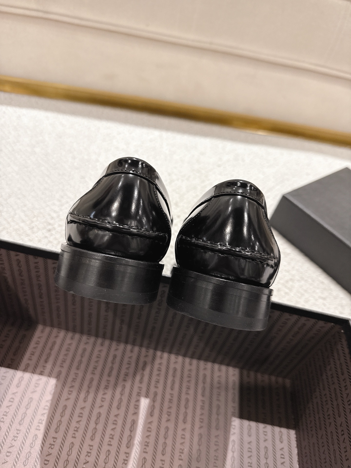 Prada Men's Black Leather Loafers with Enameled Metal Triangle Logo 9 i1752906997516 381 0 7