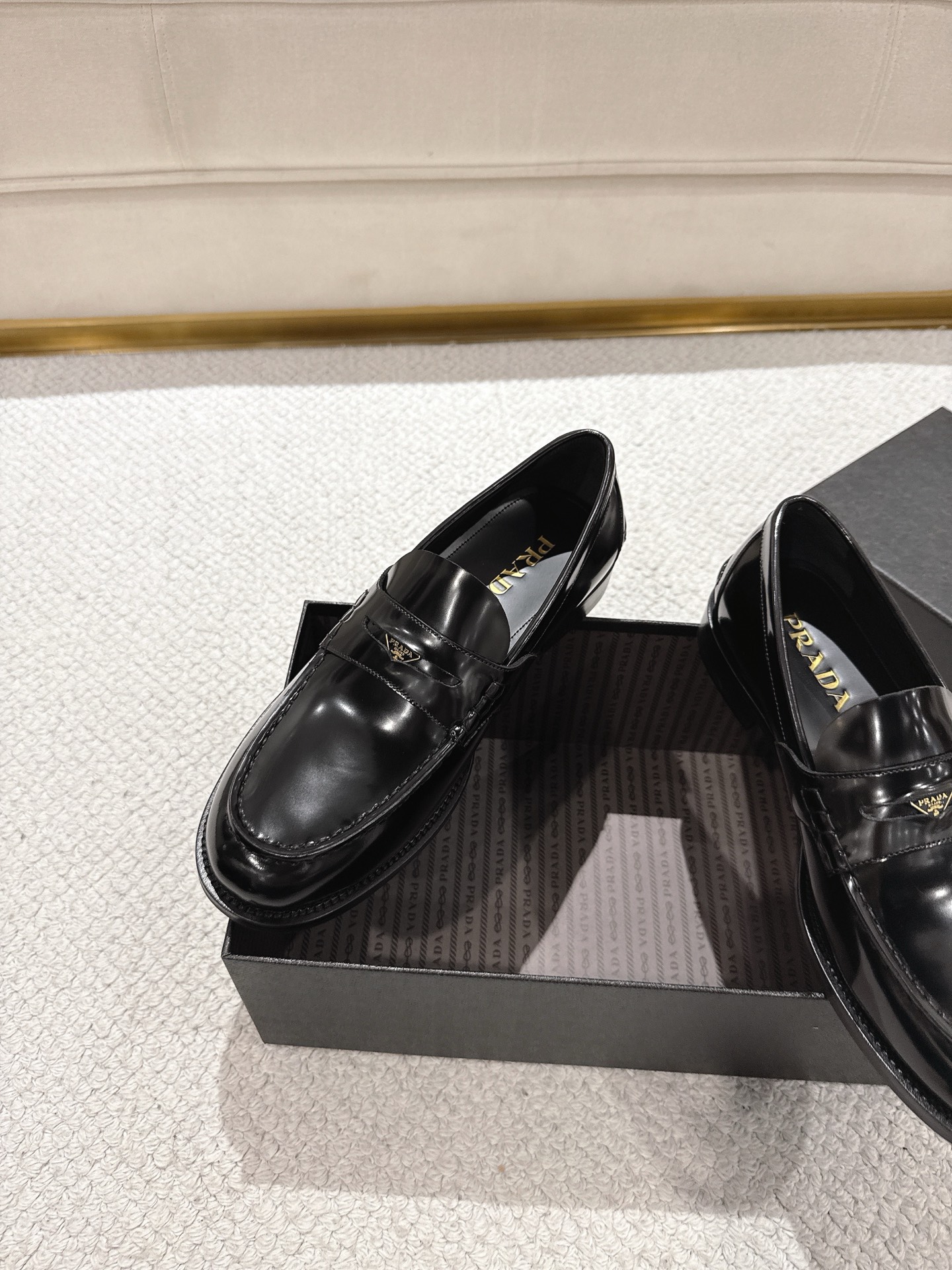 Prada Men's Black Leather Loafers with Enameled Metal Triangle Logo 4 i1752906997556 4608 0 2