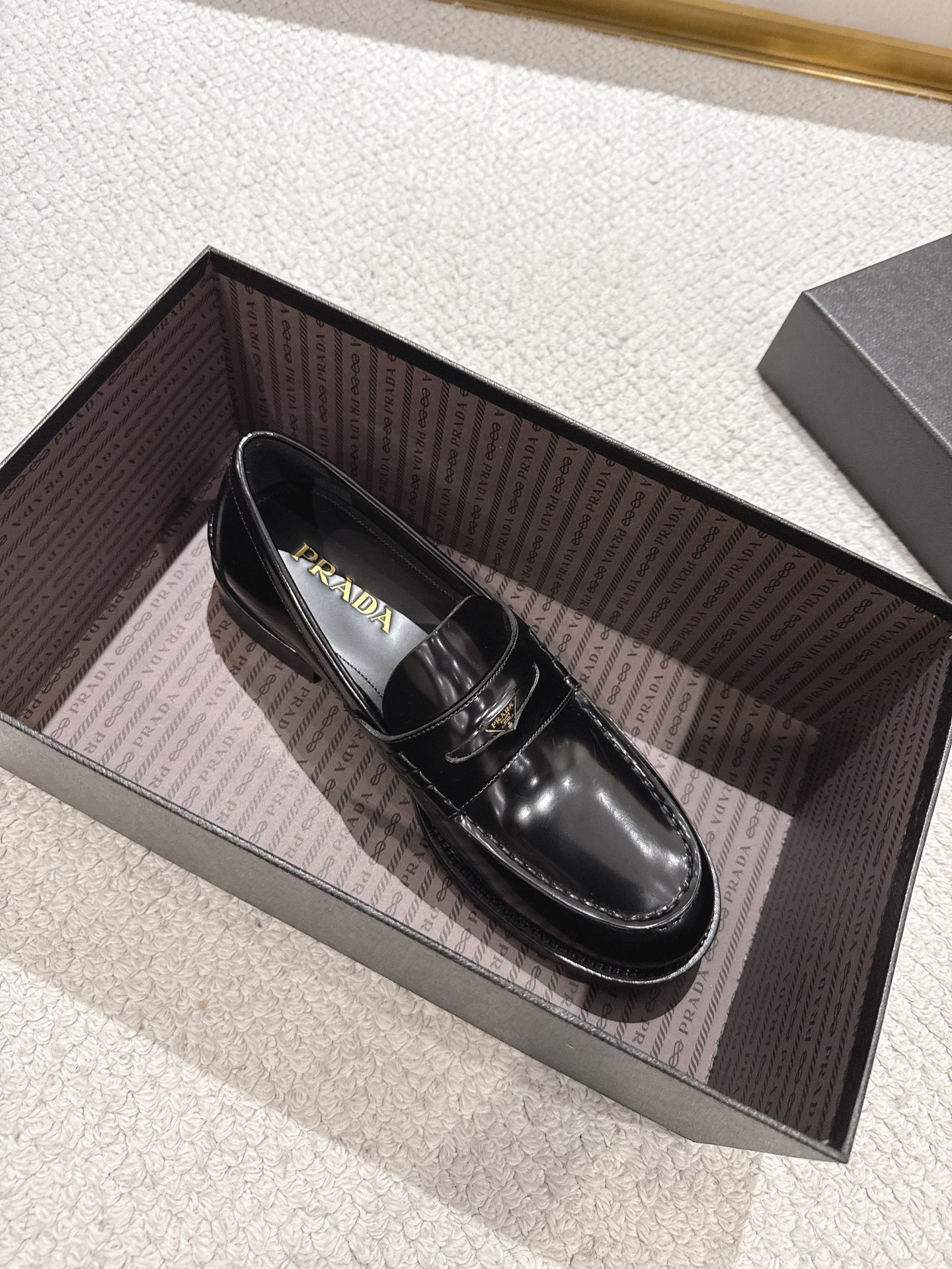 Prada Men's Black Leather Loafers with Enameled Metal Triangle Logo 7 i1752906998424 6542 0 5