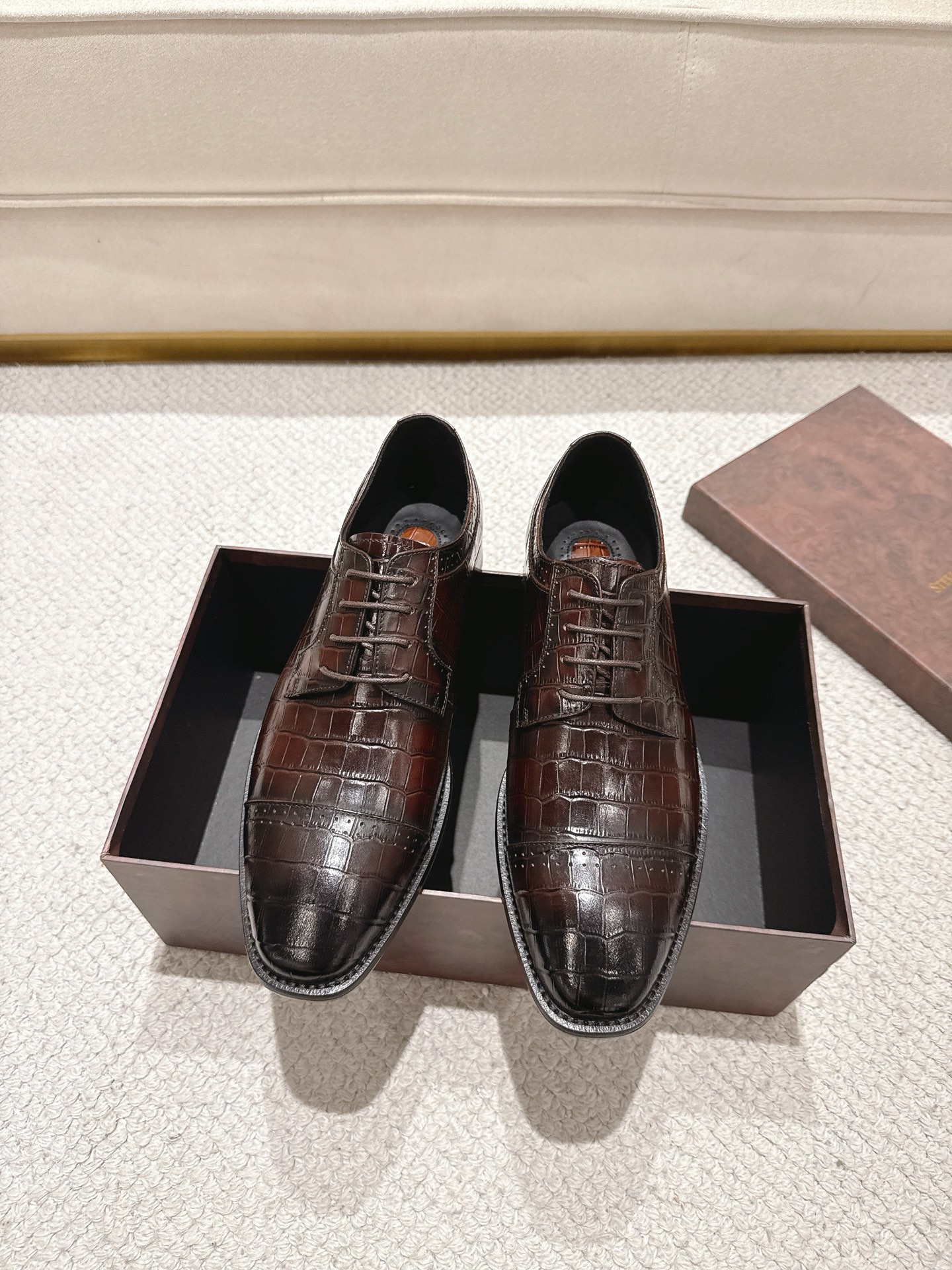 Stefano Ricci Men's Brown Leather Lace-Up Oxford Dress Shoes