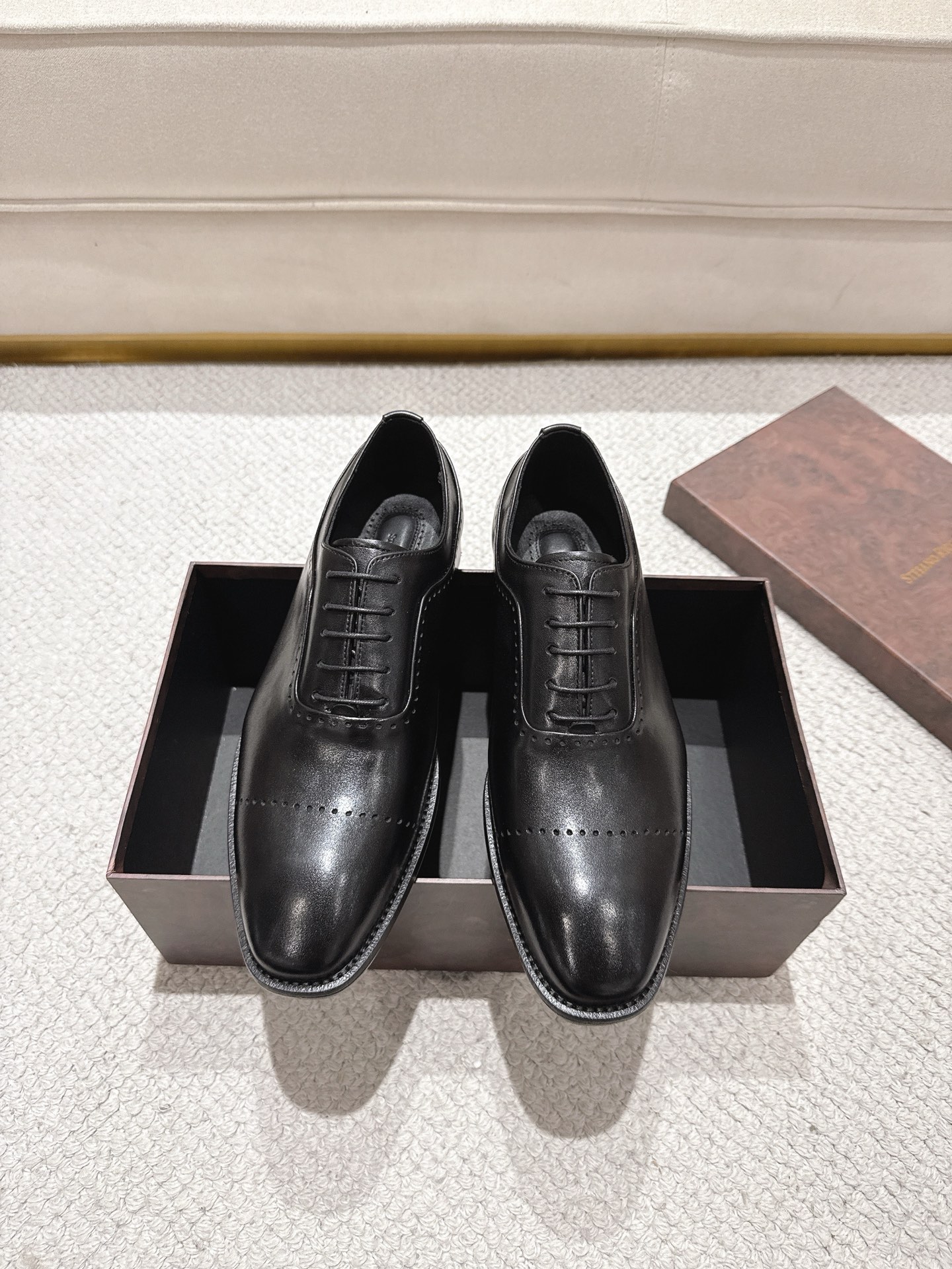 Stefano Ricci Men's Black Leather Lace-Up Oxford Dress Shoes, Size 39-44