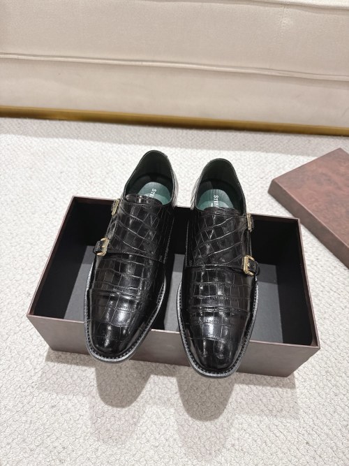 Stefano Ricci Men's Black Alligator Leather Double Monk Strap Dress Shoes 1 Stefano Ricci Men's Black Alligator Leather Double Monk Strap Dress Shoes