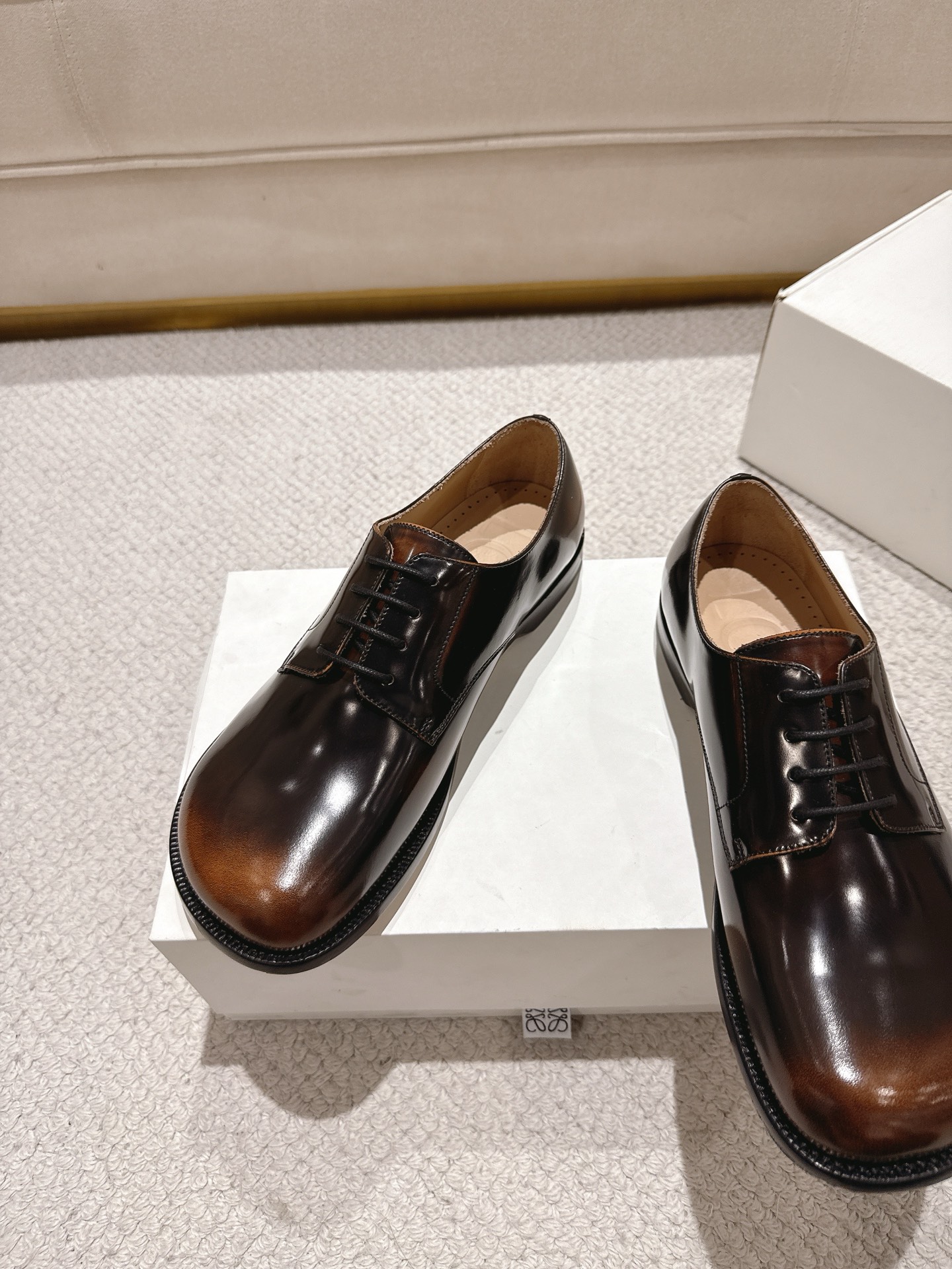 Loewe Men's Premium Leather Derby Dress Shoes, High-End Polished Brown 5 i1754605291988 3800 0 3