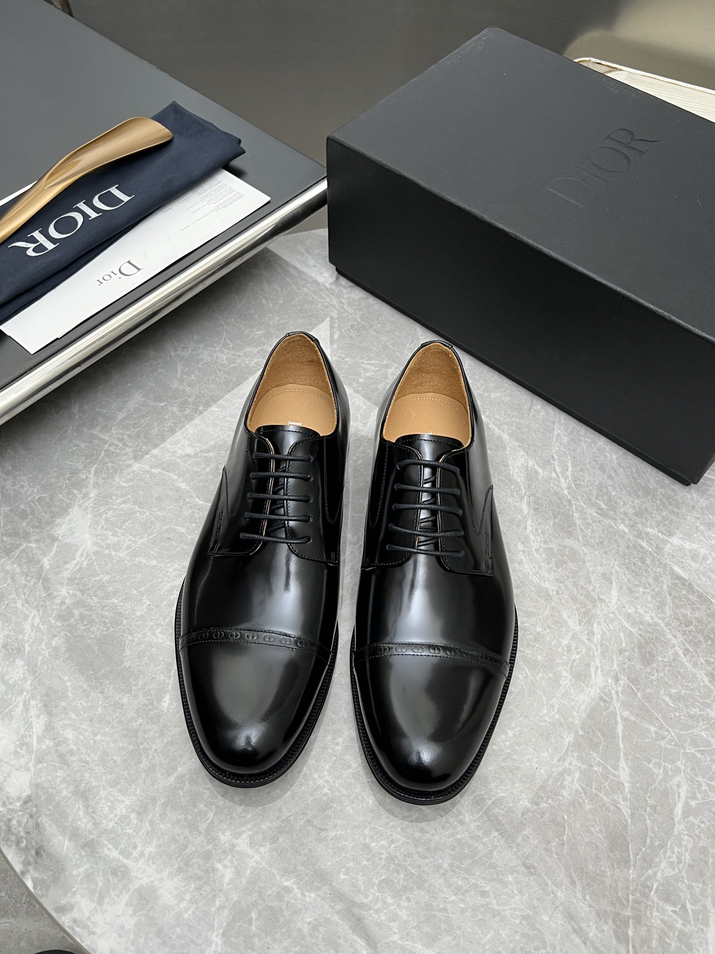 Dior Timeless Derbies: Elegant Black Leather Dress Shoes for Men (Sizes 39-44)