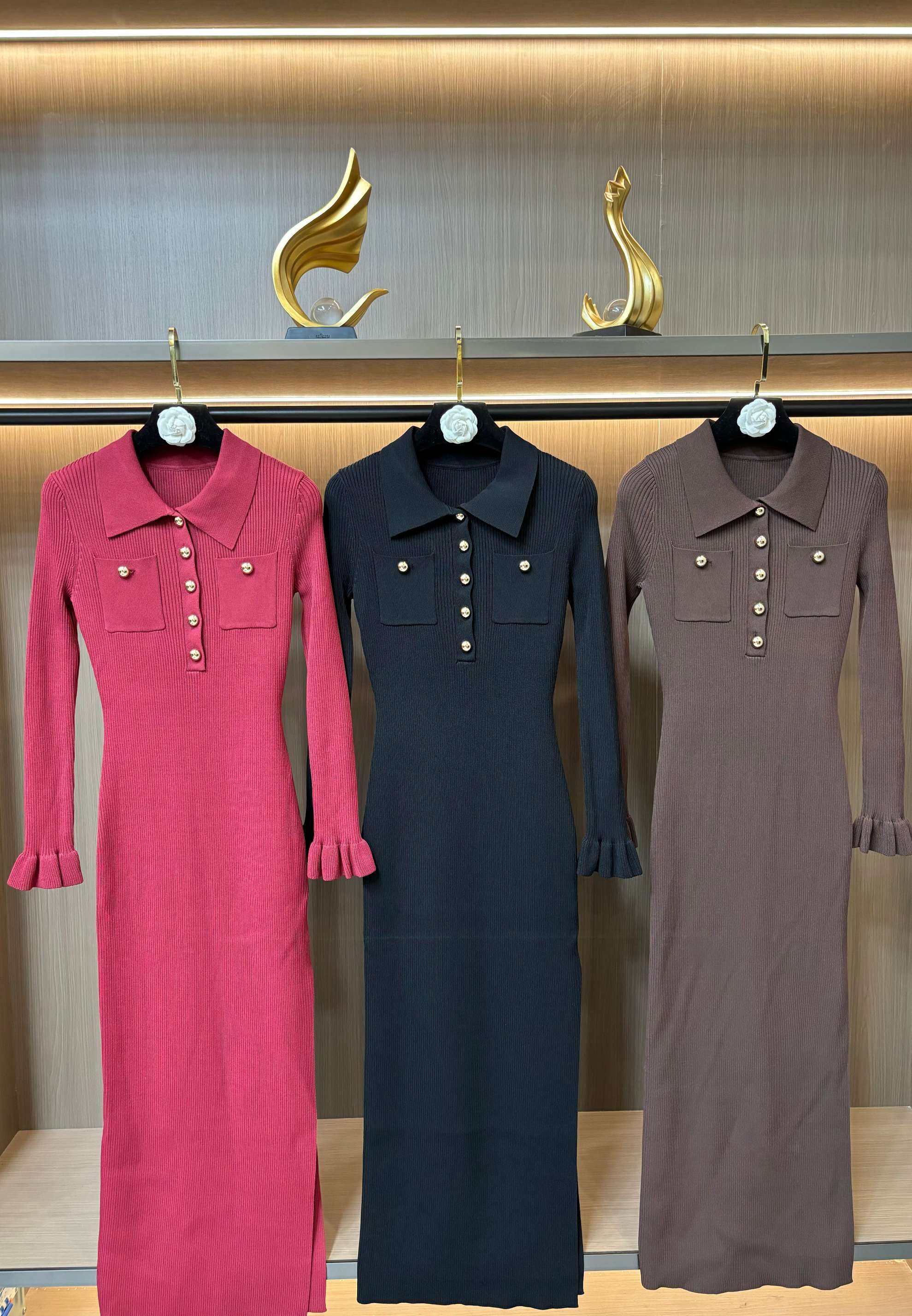 NO:497292,Self-portrait 2025 autumn and winter new golden Lulux round neck knitted dress long skirt S-XL size, skirts, alexander wang19860909self-portrait 2025秋冬新款金色卢勒克斯圆领针织连衣裙长裙S-XL码,,skirts,alexander wang,Women's clothing