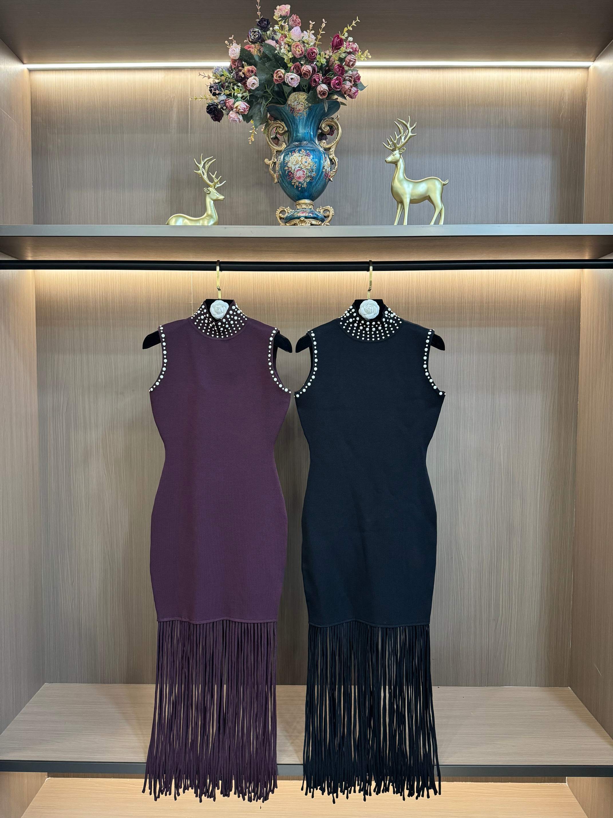 NO:623653,SANDRO new autumn and winter women's French high collar imitation pearl tassel knitted dress S-XL size,,skirts,alexander wang19860909SANDRO秋冬新款女装法式高领仿珍珠流苏针织连衣裙S-XL码,,skirts,alexander wang,Women's clothing