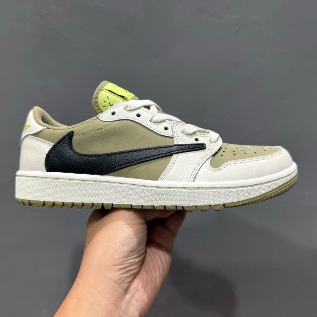 Travis Scott x Air Jordan 1 Low ” Olive ” 黑绿橄榄 TS联名倒钩 AJ1乔1 低帮文化篮球鞋