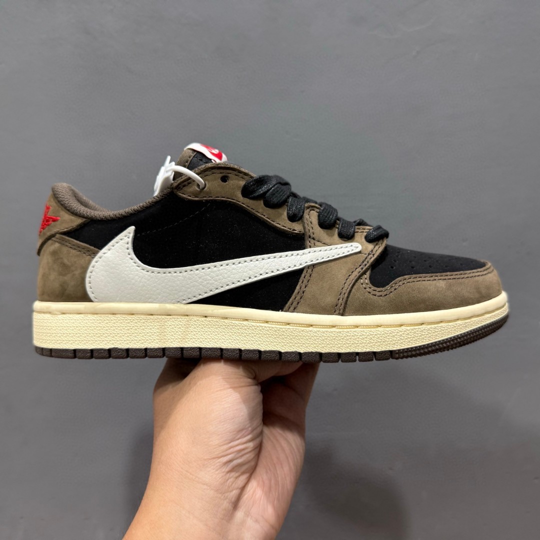 Travis Scott x Air Jordan 1 Low ” Olive ” 黑绿橄榄 TS联名倒钩 AJ1乔1 低帮文化篮球鞋