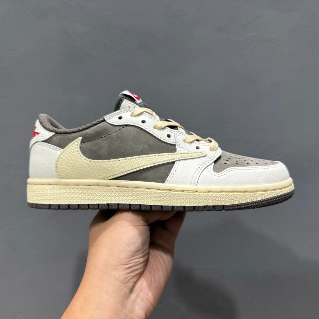 Travis Scott x Air Jordan 1 Low ” Olive ” 黑绿橄榄 TS联名倒钩 AJ1乔1 低帮文化篮球鞋