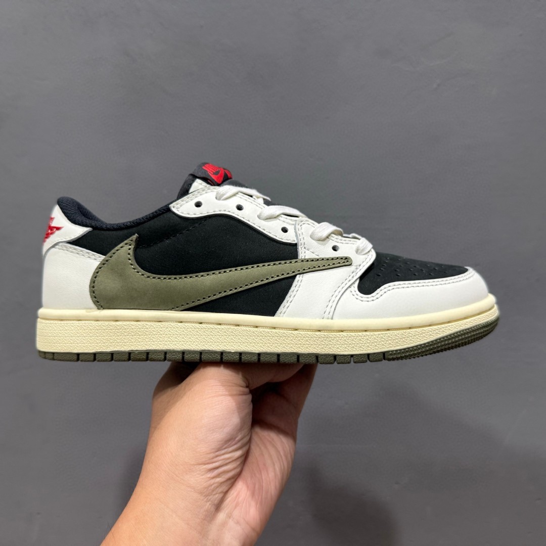 Travis Scott x Air Jordan 1 Low ” Olive ” 黑绿橄榄 TS联名倒钩 AJ1乔1 低帮文化篮球鞋