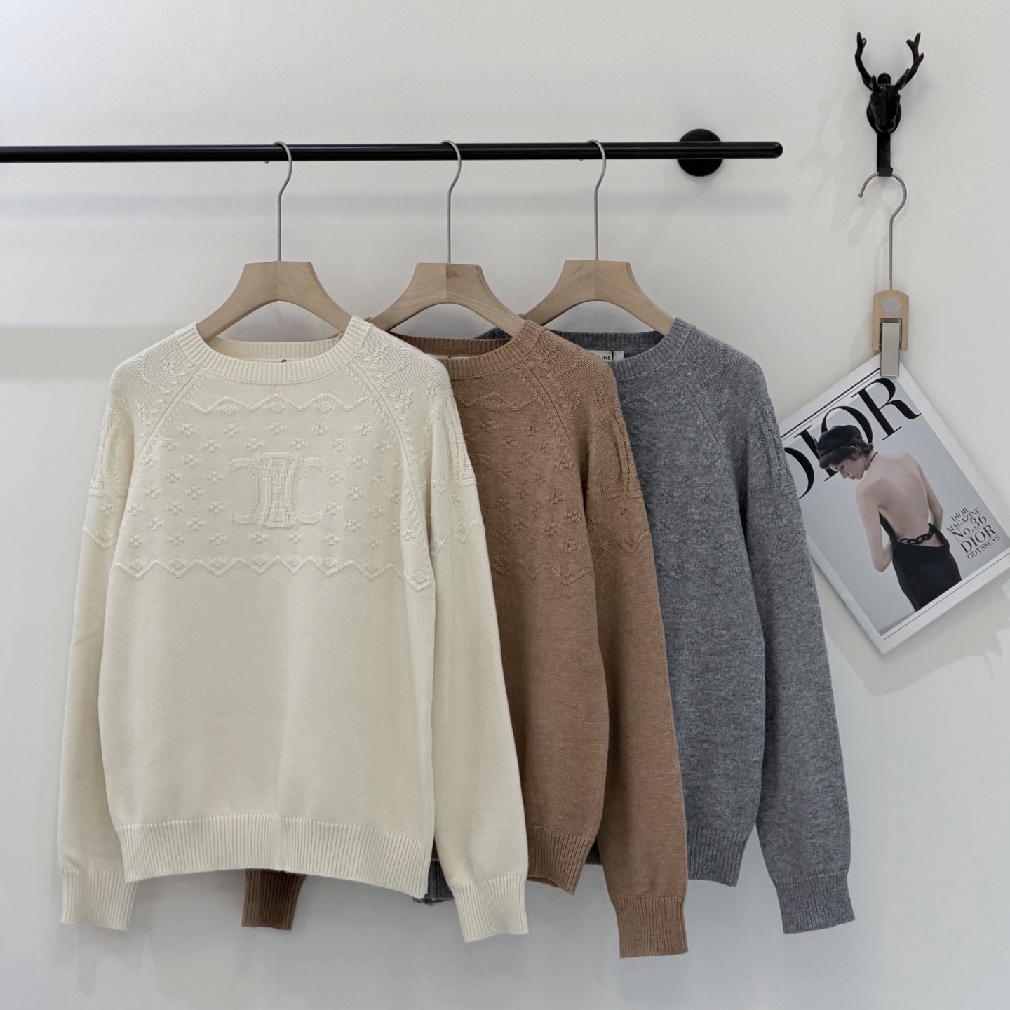 Celine Textured Crew Neck Sweater