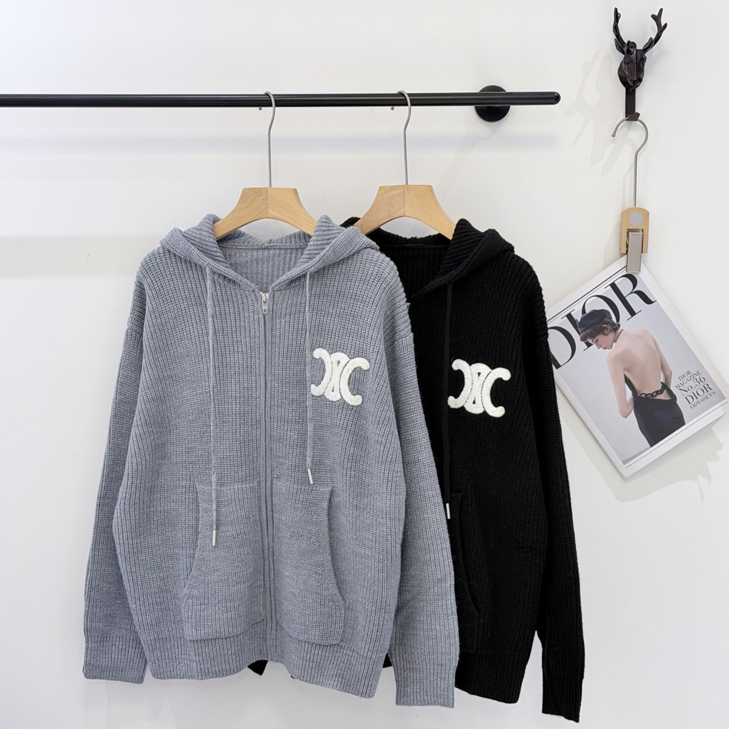 Celine Logo Zip Hoodie