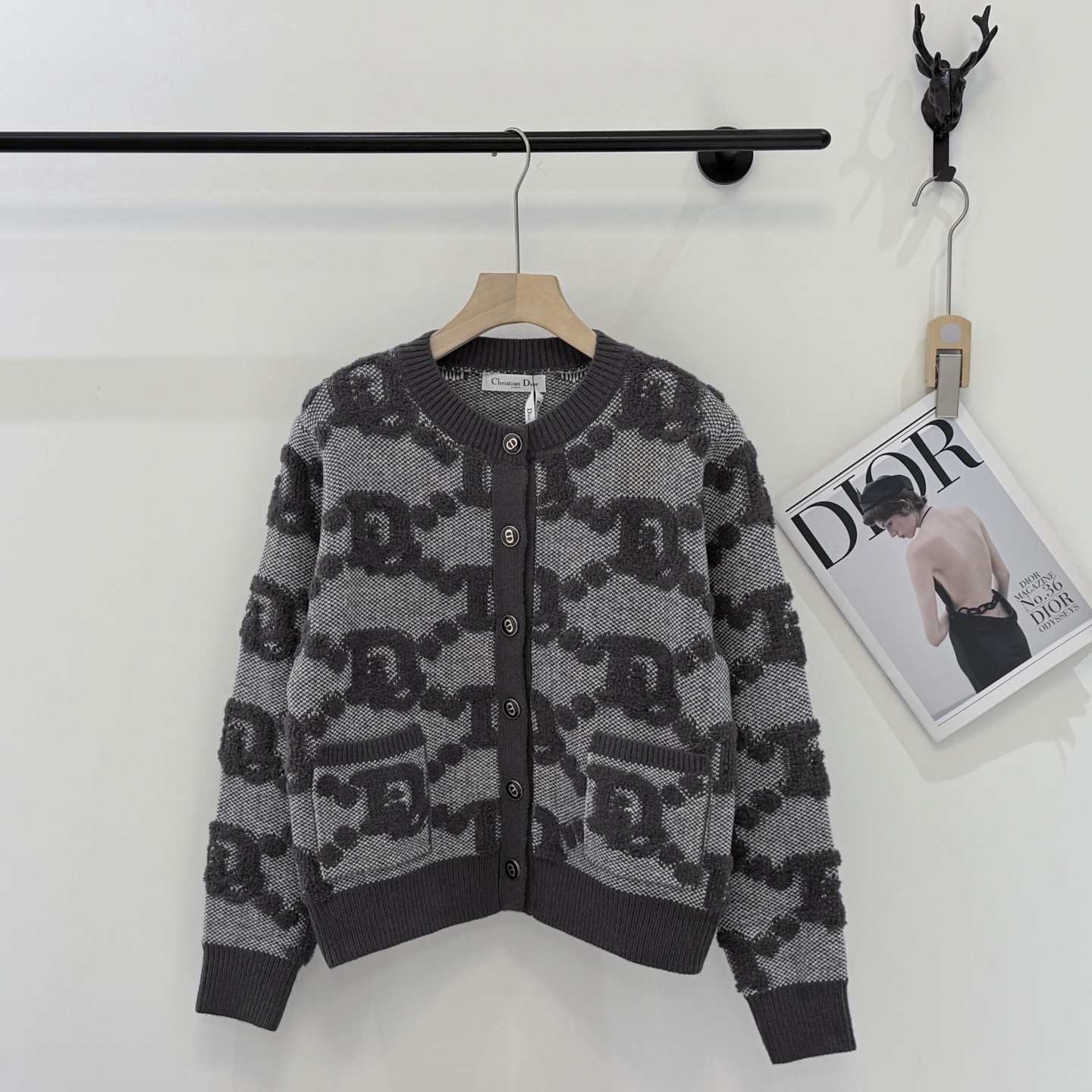 Dark Patterned Button Front Jacket