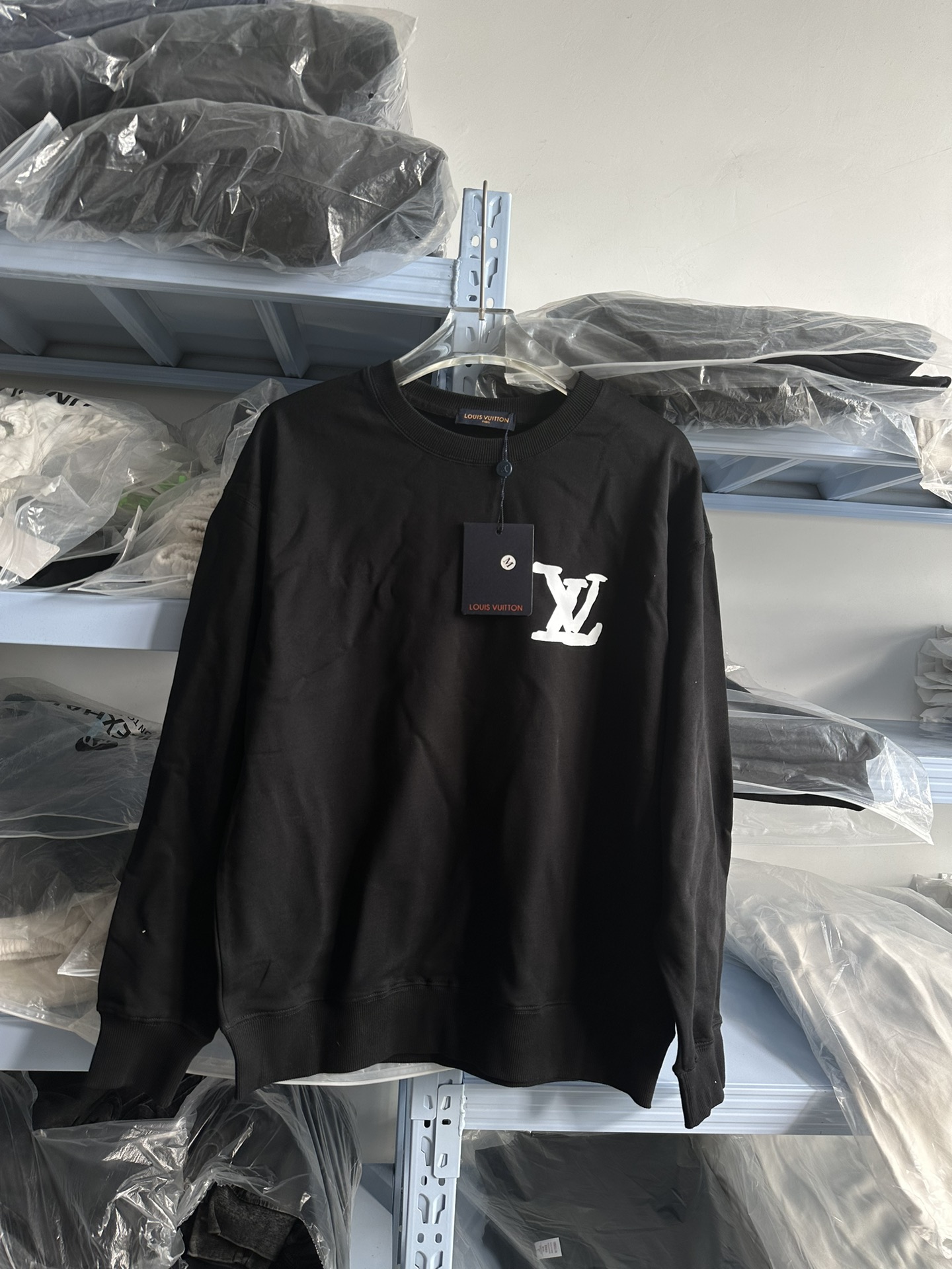 Mode
 Louis Vuitton Kleding Sweatshirts Zwart Doodle Wit Afdrukken gekamd katoen Katoen