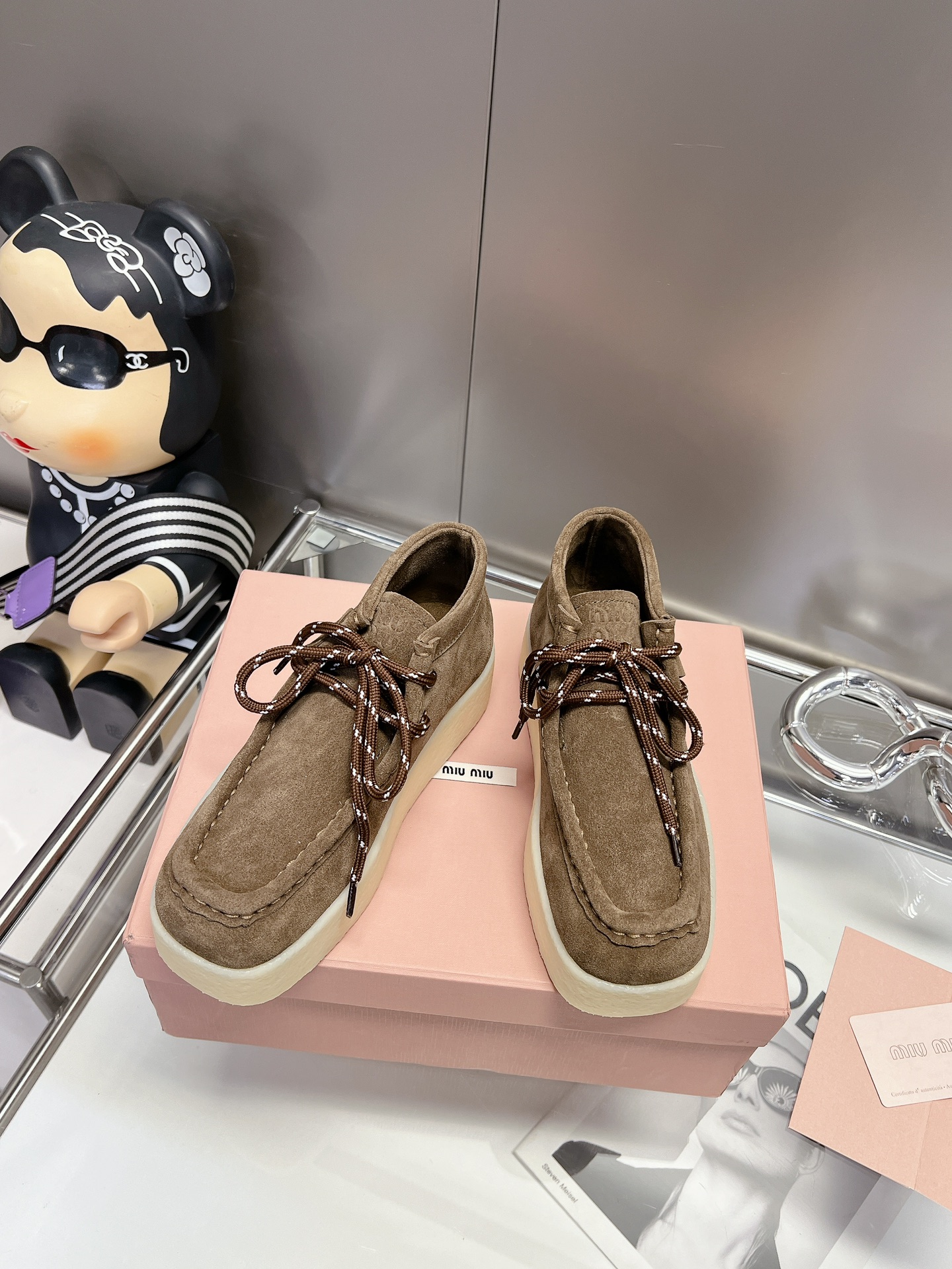 Versión Piri. 35-40 zapatos miumiu con cordones y punta cuadrada y suela gruesa, ¡el nuevo diseñador de Miumiu llegará …