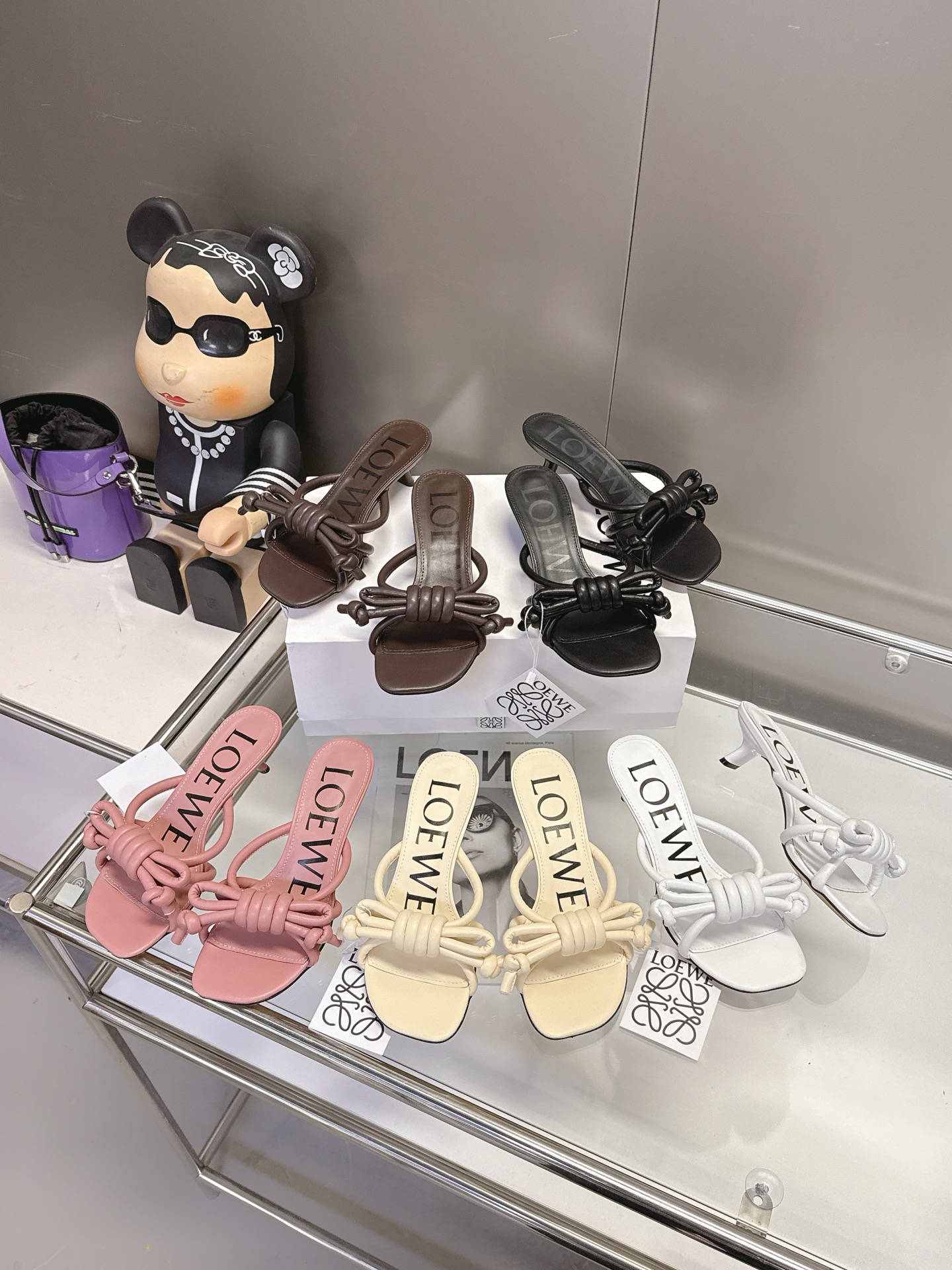 🔥Sandalias de tacón con pajarita de Loewe | Zapatos de verano que combinan con todo Suela de cuero genuino italiano Ta…
