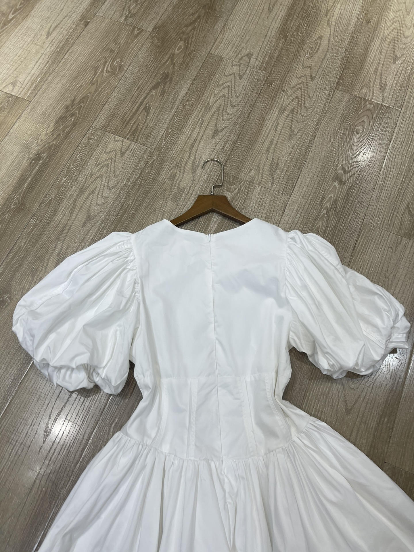 High Quality Women’s Clothes: Round-collar Wrinkled Bubble-sleeved Dress in Smlxl Sizes - 图片 7