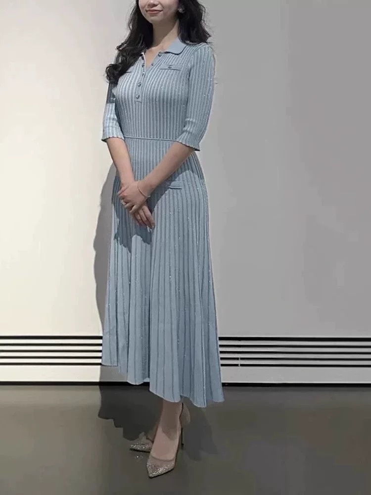 High-End Women’s Dresses: Maje Package vs. Polo Knitted Dress with Sml S-Width Sleeve - 图片 1