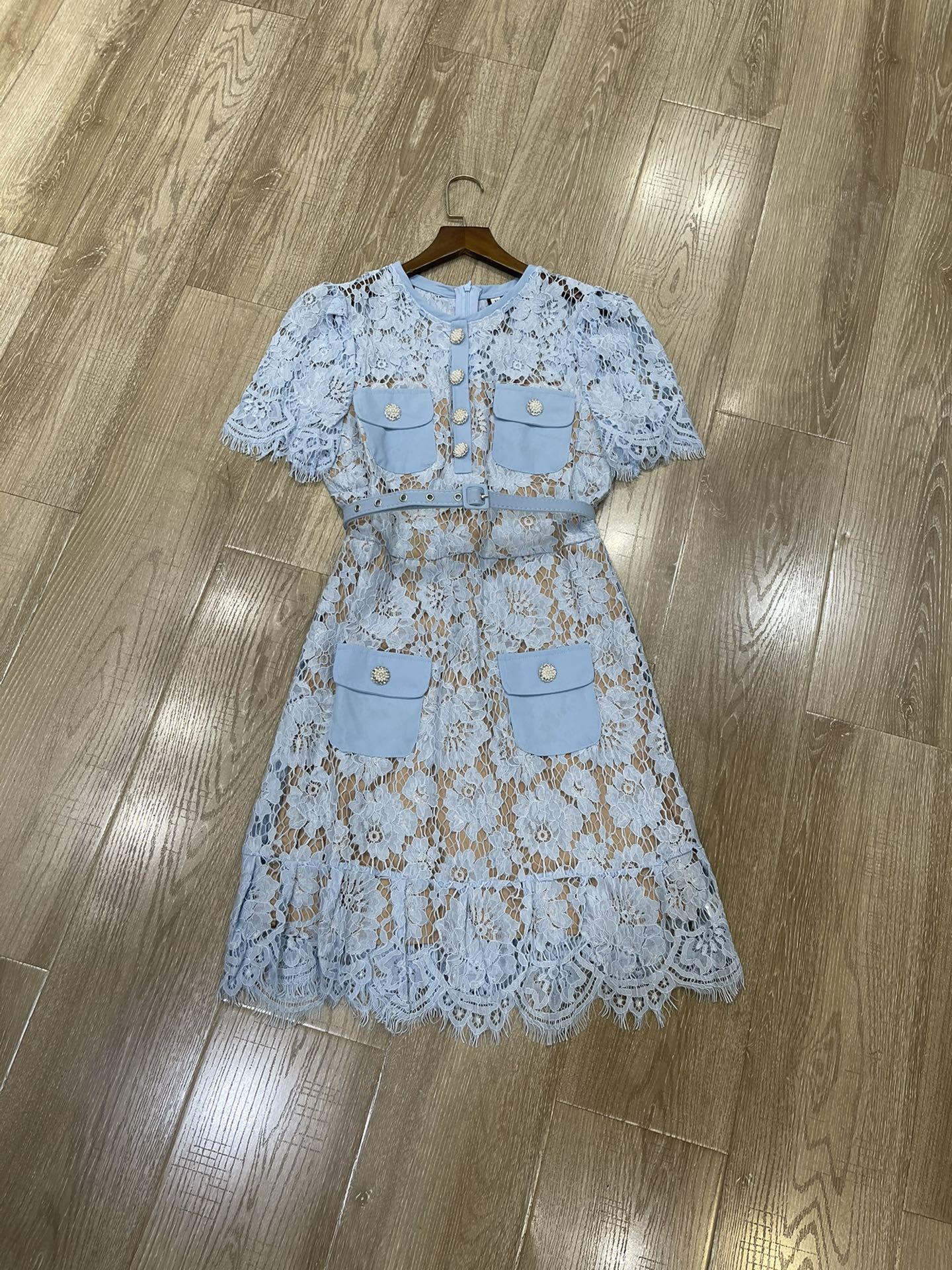 p636 High-end quality women’s dress with a new ps. ♪ Round-lace double-ported dress Smlxl ♪ - 图片 1