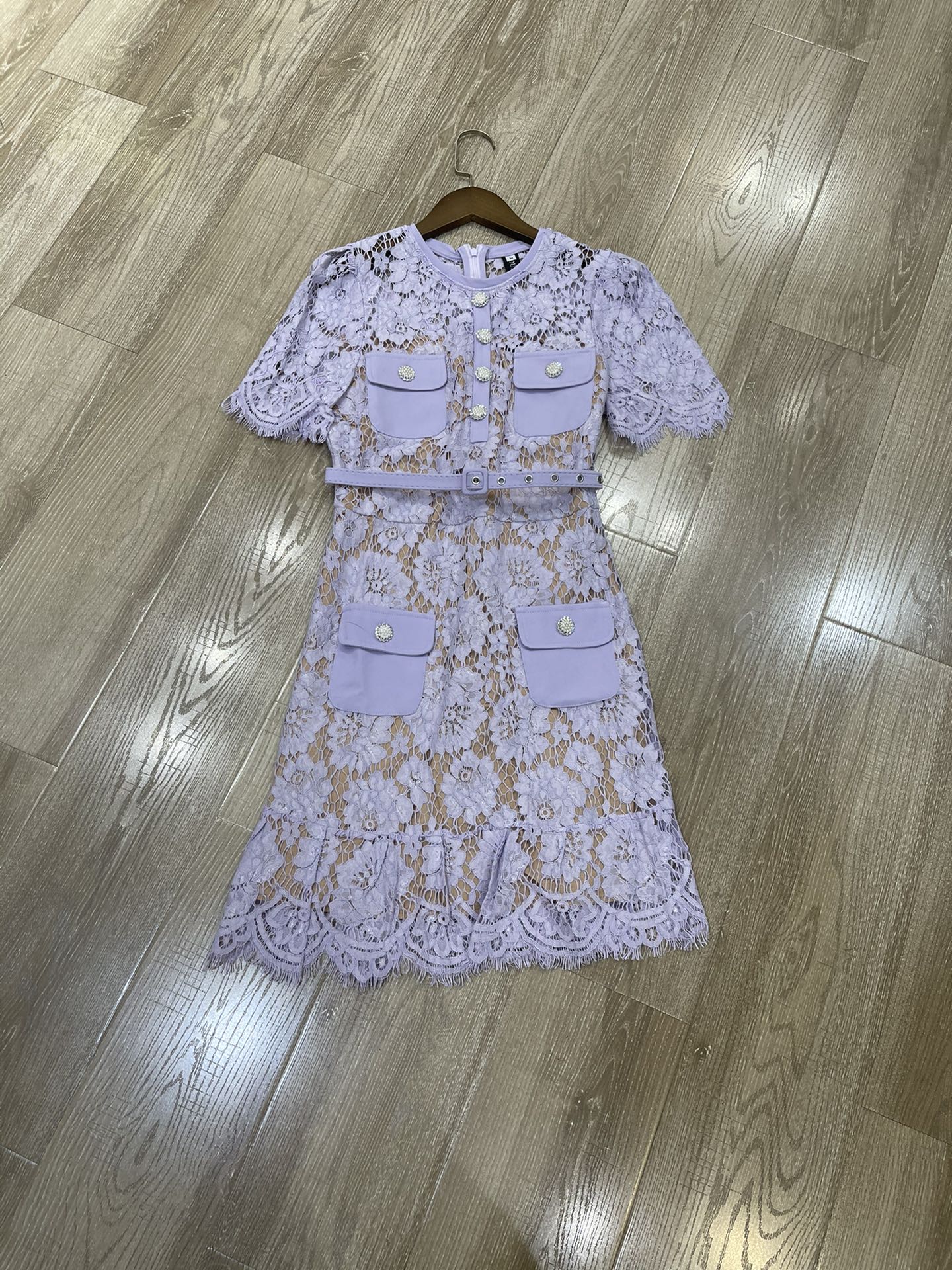 p636 High-end quality women’s dress with a new ps. ♪ Round-lace double-ported dress Smlxl ♪ - 图片 1