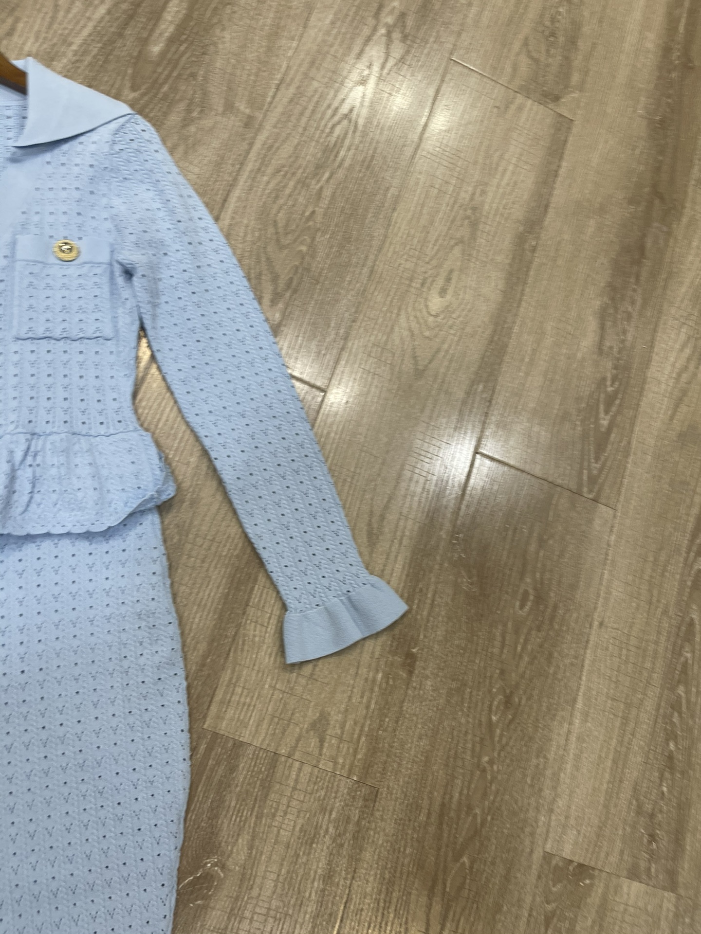 “Self-Portrait 2025: High-End Women’s Dress in Mist Blue Knitted Knits” - 图片 4