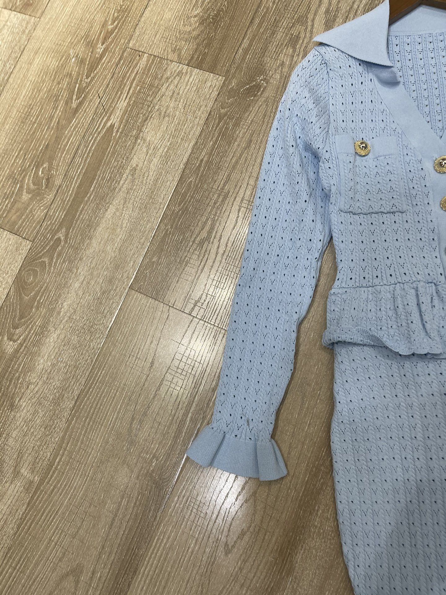 “Self-Portrait 2025: High-End Women’s Dress in Mist Blue Knitted Knits” - 图片 3